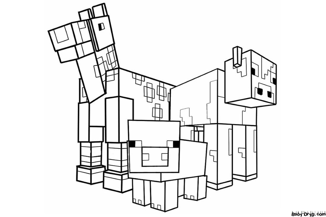 Coloring Page Animals Minecraft Coloring Minecraft