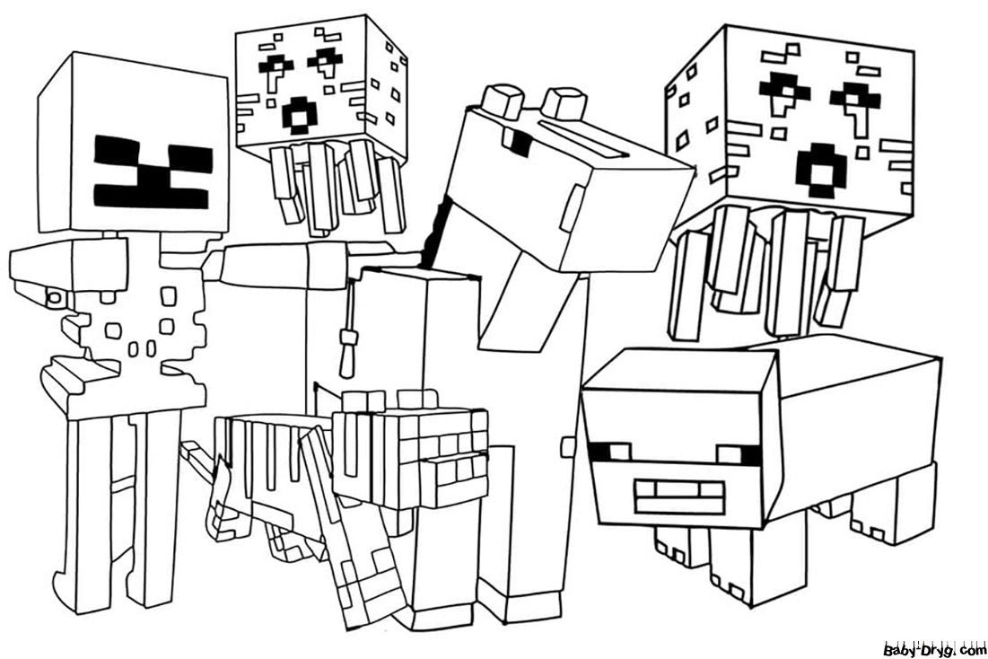 Coloring Page Mobs From The Game Minecraft Coloring Minecraft