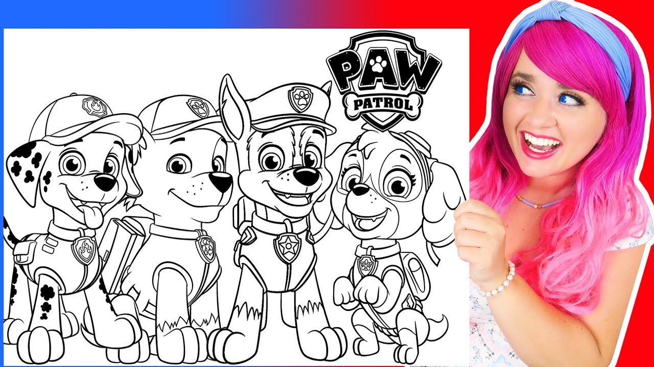 Coloring PAW Patrol Chase Marshall Skye Rocky Coloring Pages Markers YouTube
