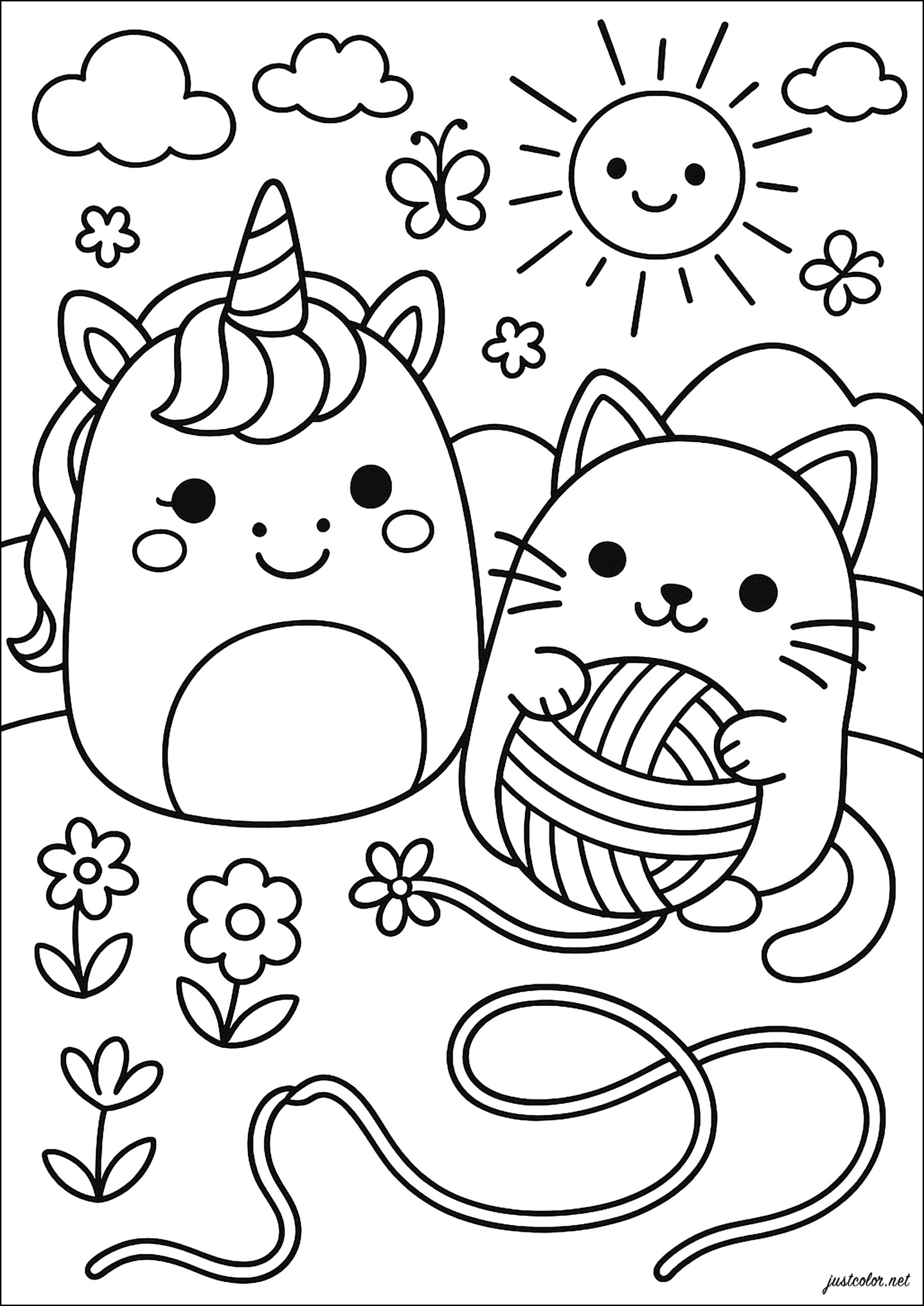 Complicity Between Two Cute Friends Squishmallow Coloring Pages