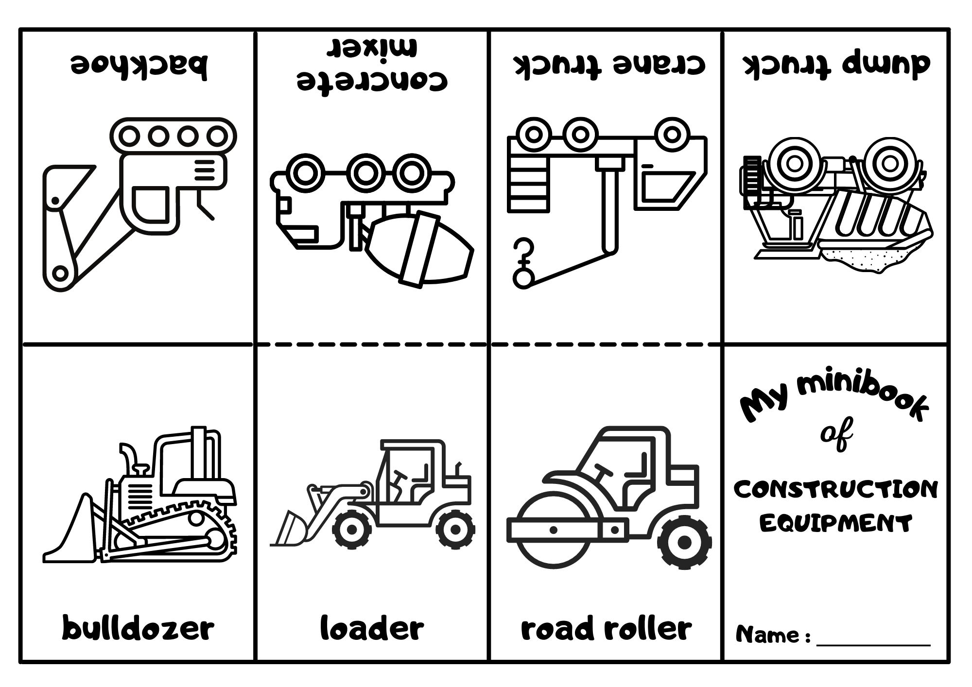 Construction Equipment Mini Coloring Book Ezpzlearn