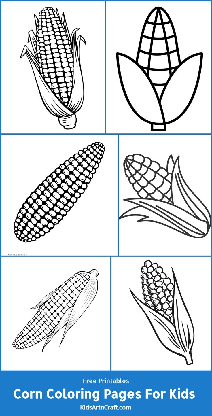 Corn Coloring Pages For Kids Free Printables