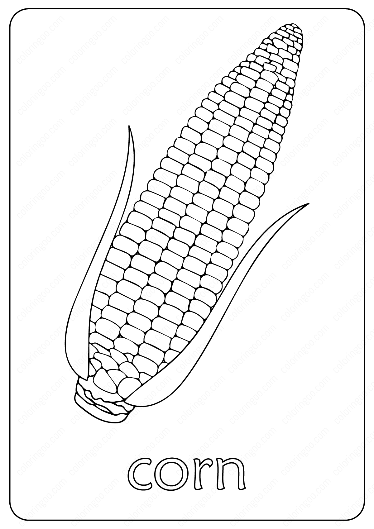 Corn Stalk Coloring Page