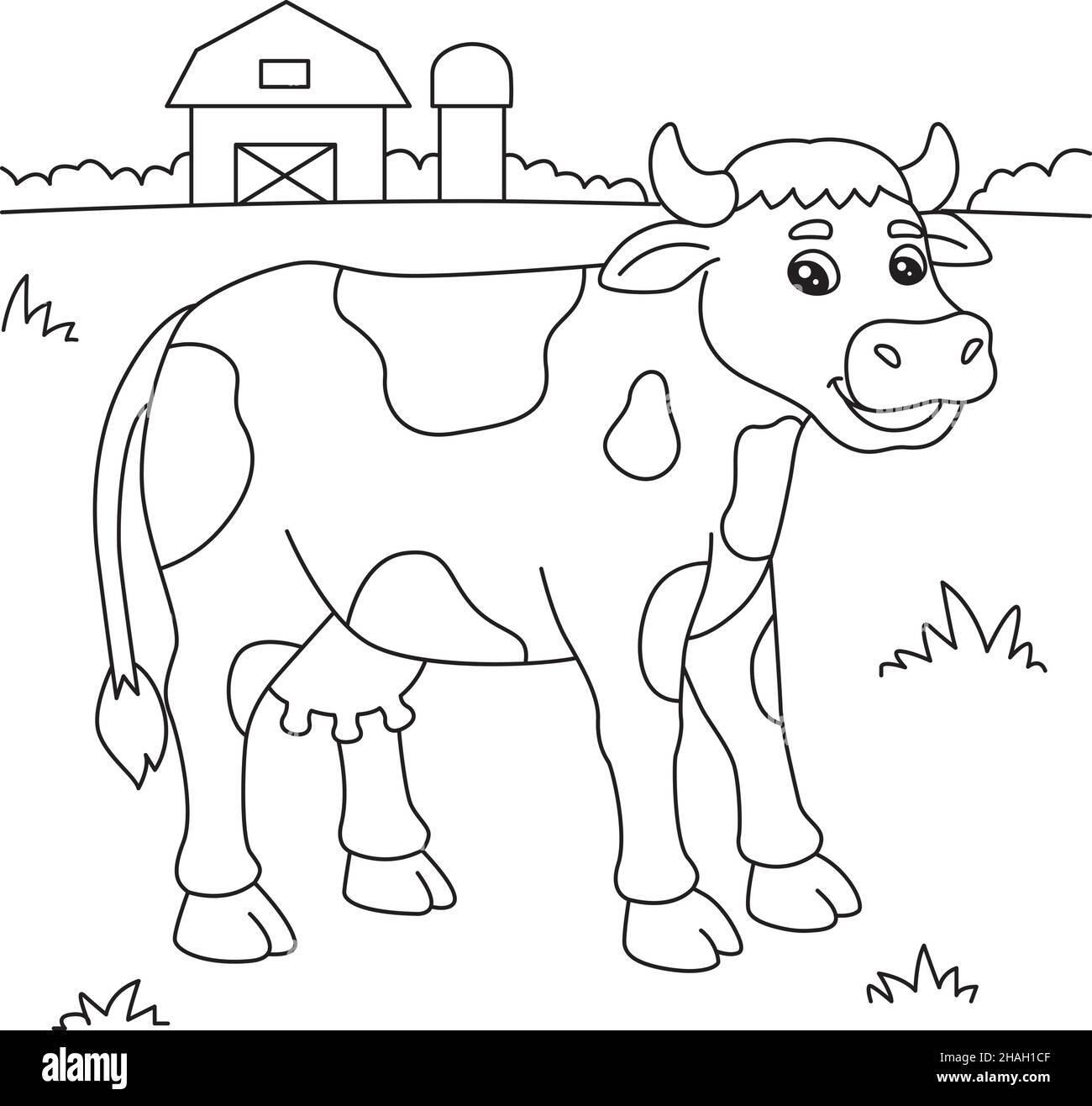 Cow Coloring Page For Kids Stock Vector Image Art Alamy
