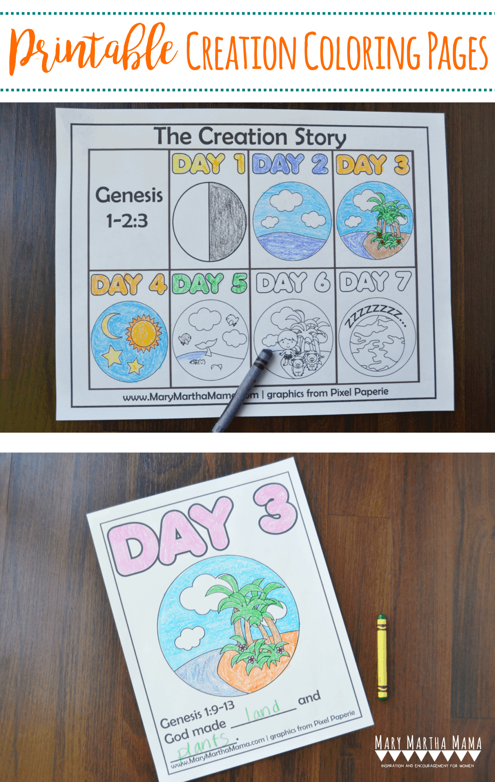 Creation Coloring Pages Mary Martha Mama