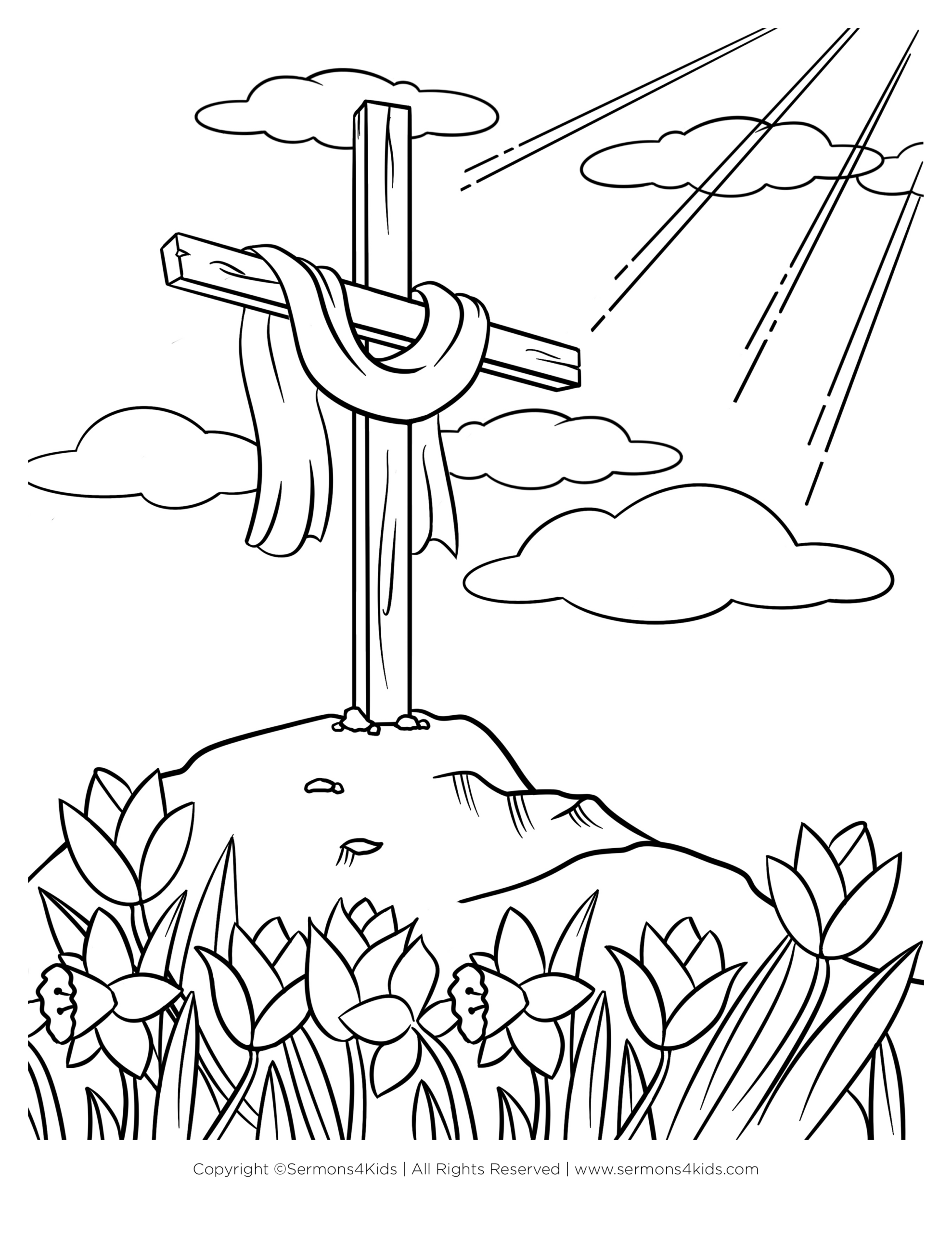 Cross Coloring Page For Kids From Sermons4Kids Sermons4Kids