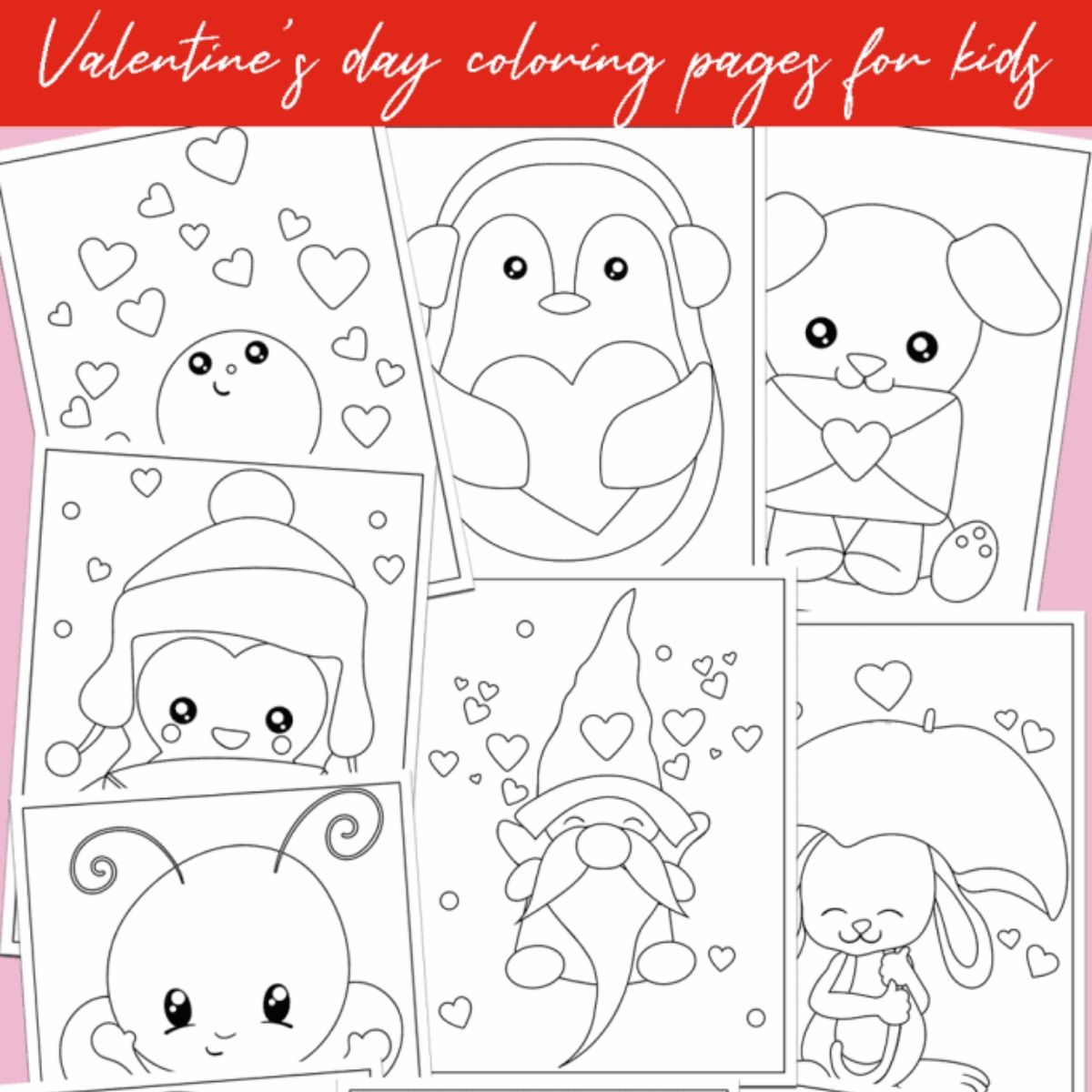 valentine's day animal coloring pages