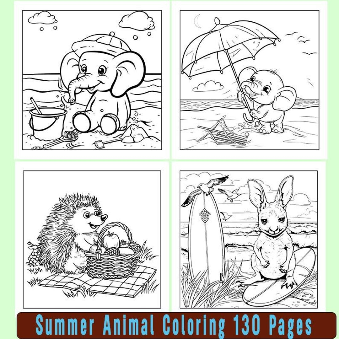 Cute Animal Super Cute Summer Animal Coloring Book Cute Summer Animals Coloring Page Digital Download Etsy