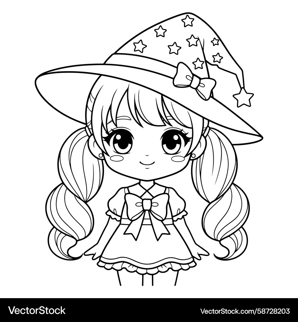 anime witch coloring pages