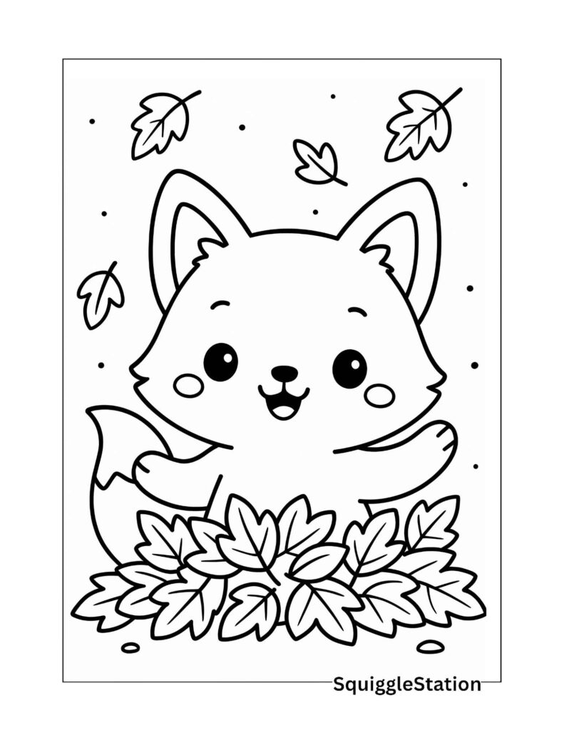 Cute Autumn Animals Coloring Pages Free Printables Squigglestation