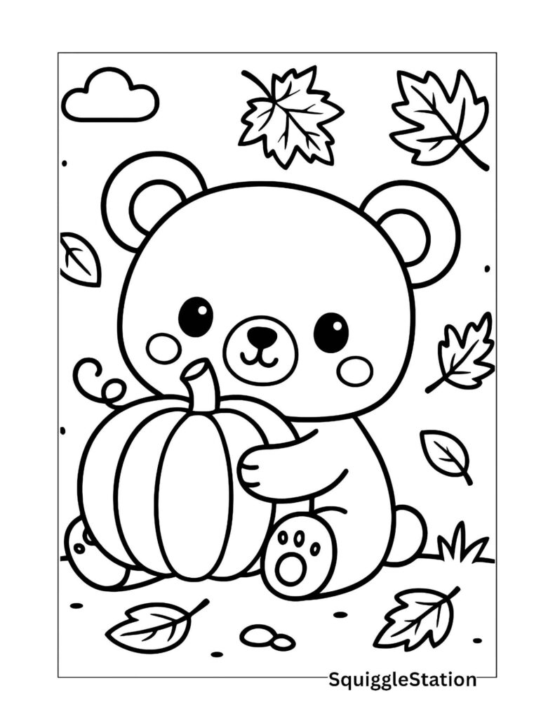 Cute Autumn Animals Coloring Pages Free Printables Squigglestation