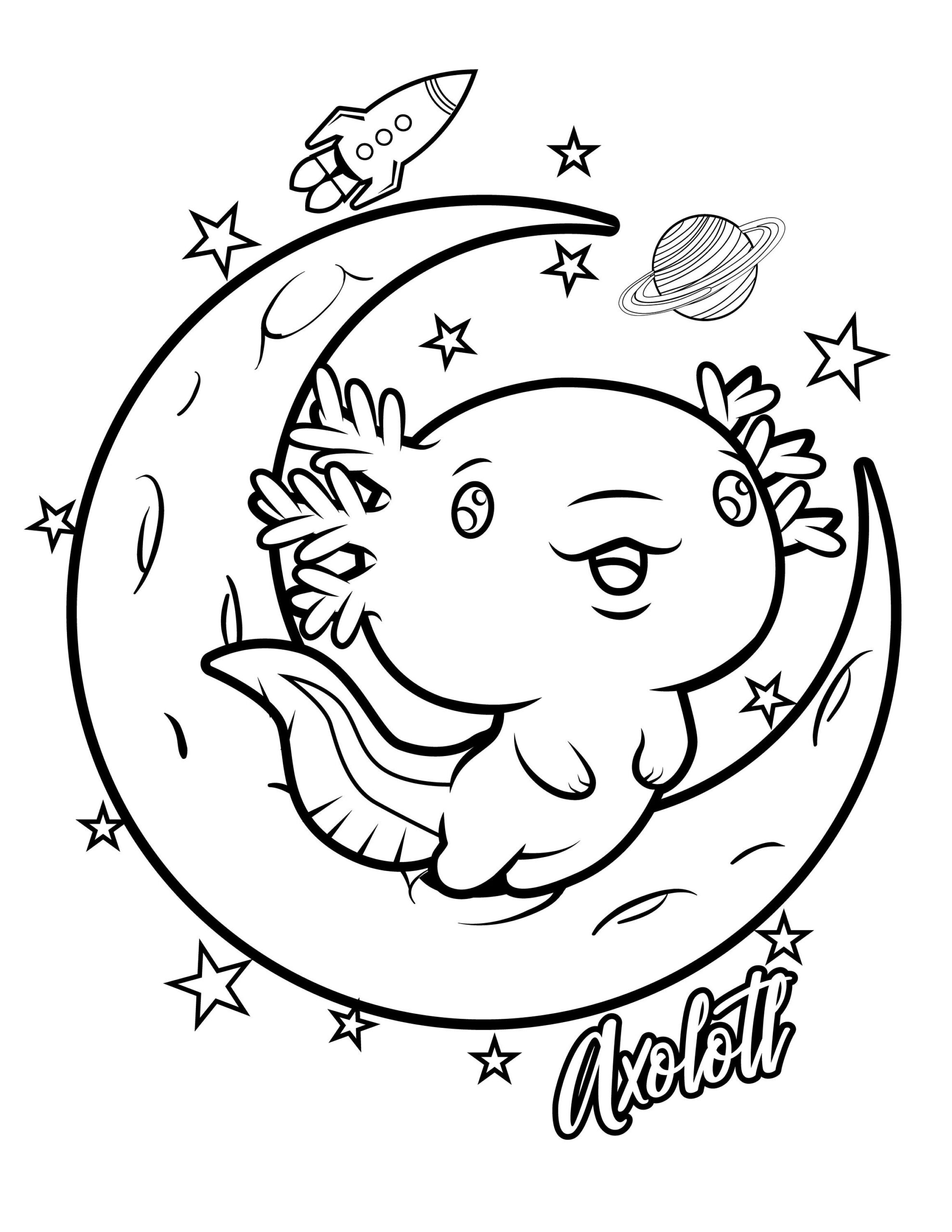 Cute Axolotl Coloring Page Digital Download Axolotls Kawaii Kids Printable Etsy