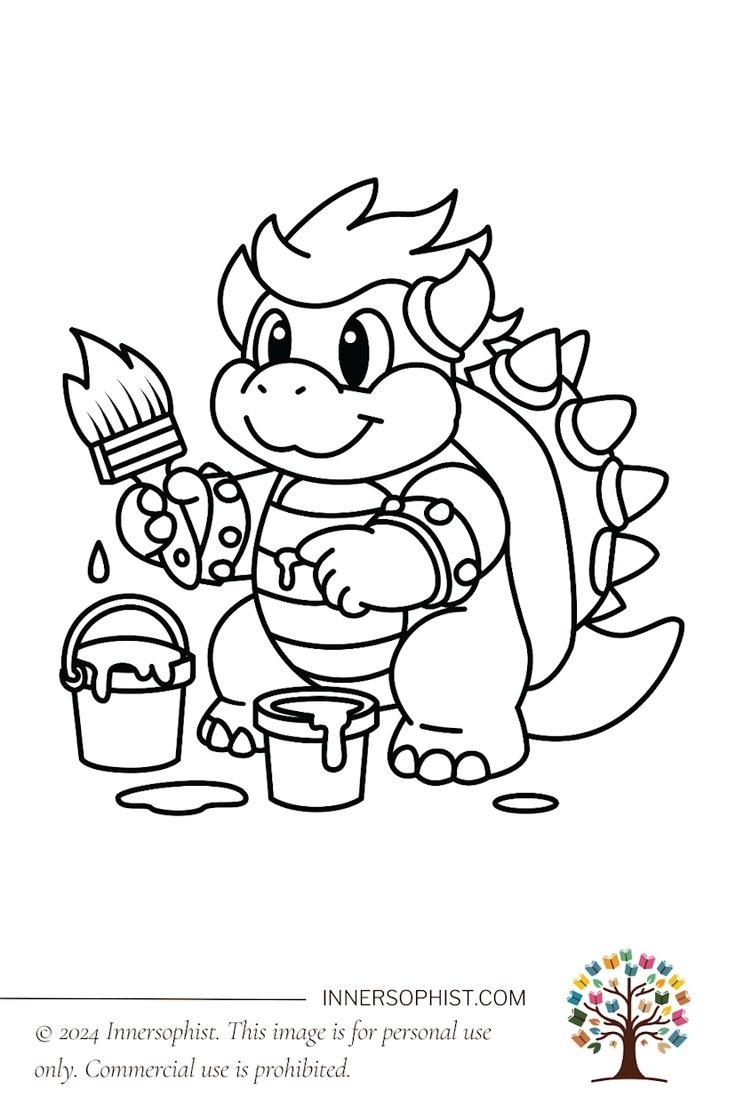 Cute Bowser Look a Like Free Coloring Page InnerSophist
