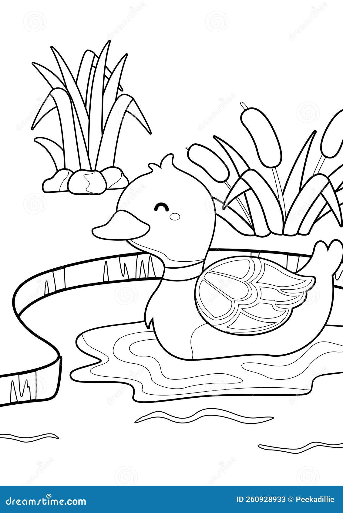 Cute Duck Pond Animal Coloring Pages A4 For Kids And Adult Stock Illustration Illustration Of Monochrome Animal 260928933
