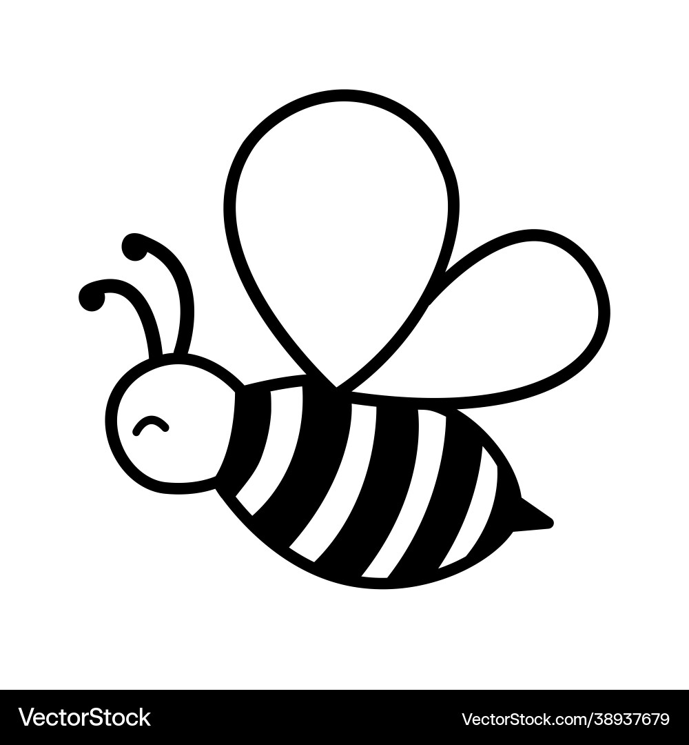 Cute Honey Bee Coloring Page Royalty Free Vector VectorStock