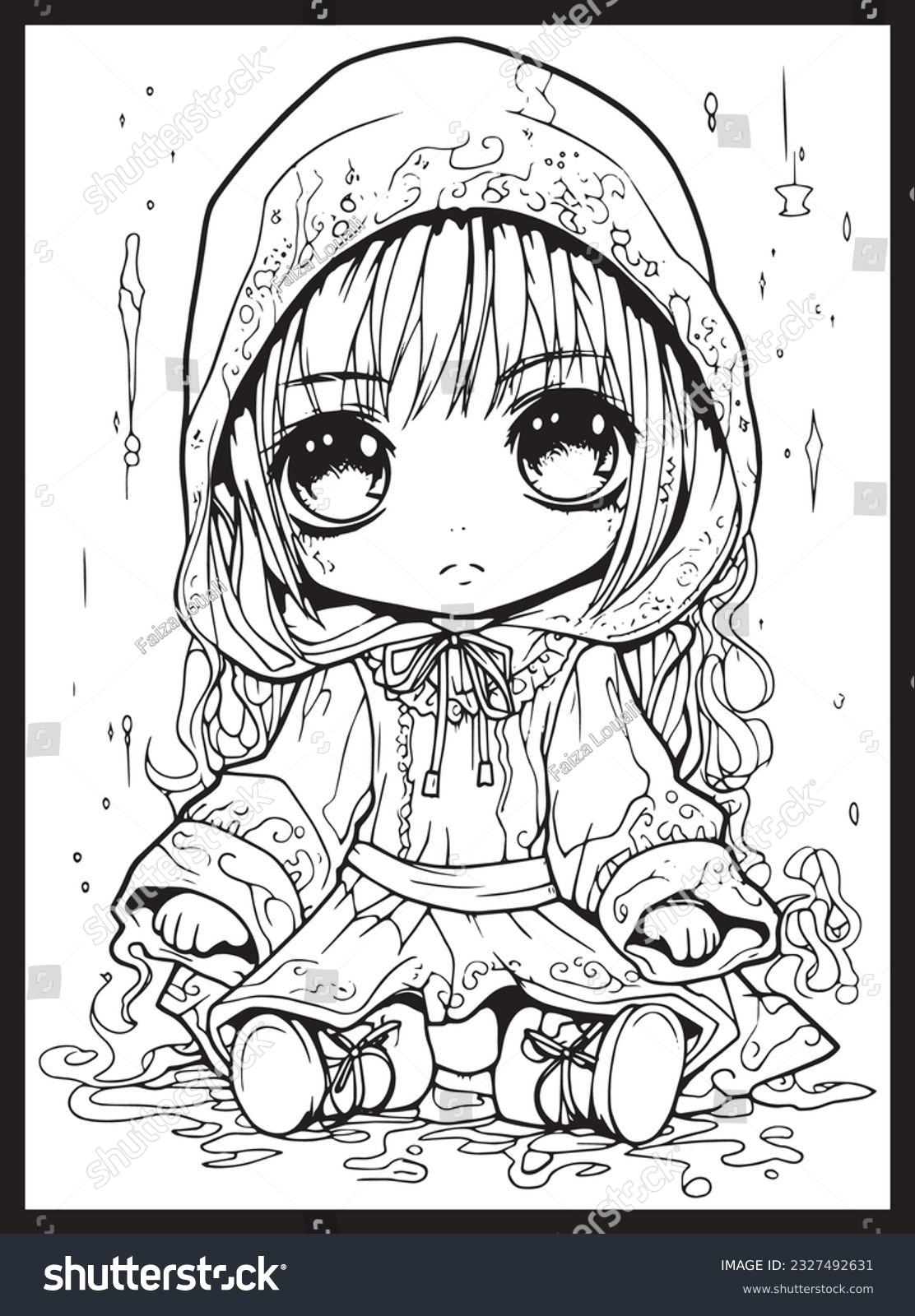 Cute Horror Chibi Coloring Pages Stock Vector Royalty Free 2327492631 Shutterstock