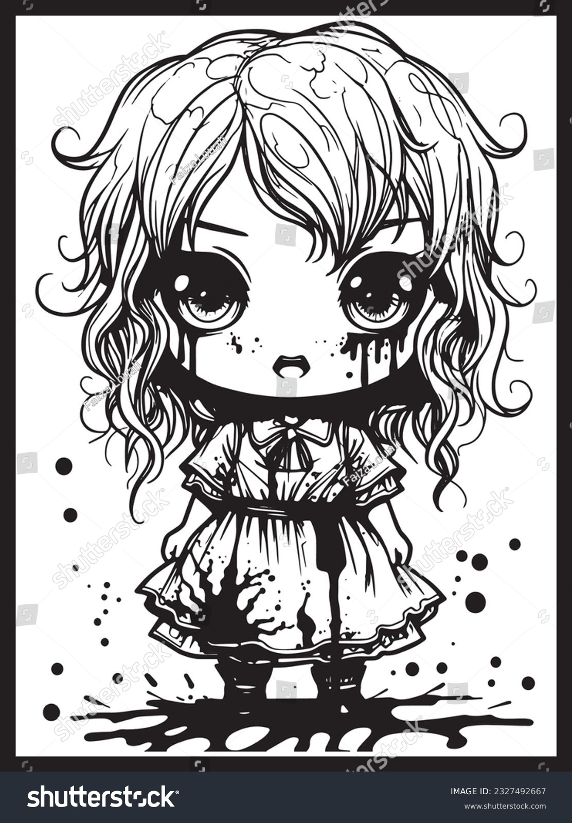 Cute Horror Chibi Coloring Pages Stock Vector Royalty Free 2327492667 Shutterstock