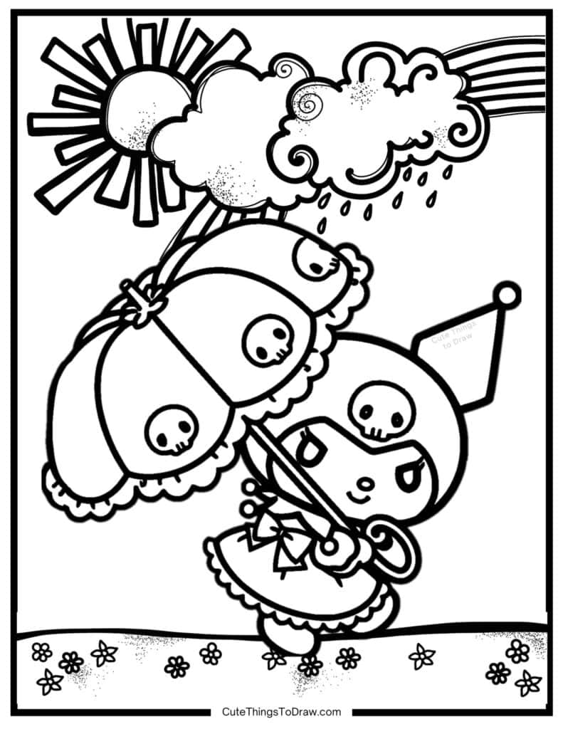 Cute Kuromi Coloring Pages Free PDF Printables Cute Things To Draw