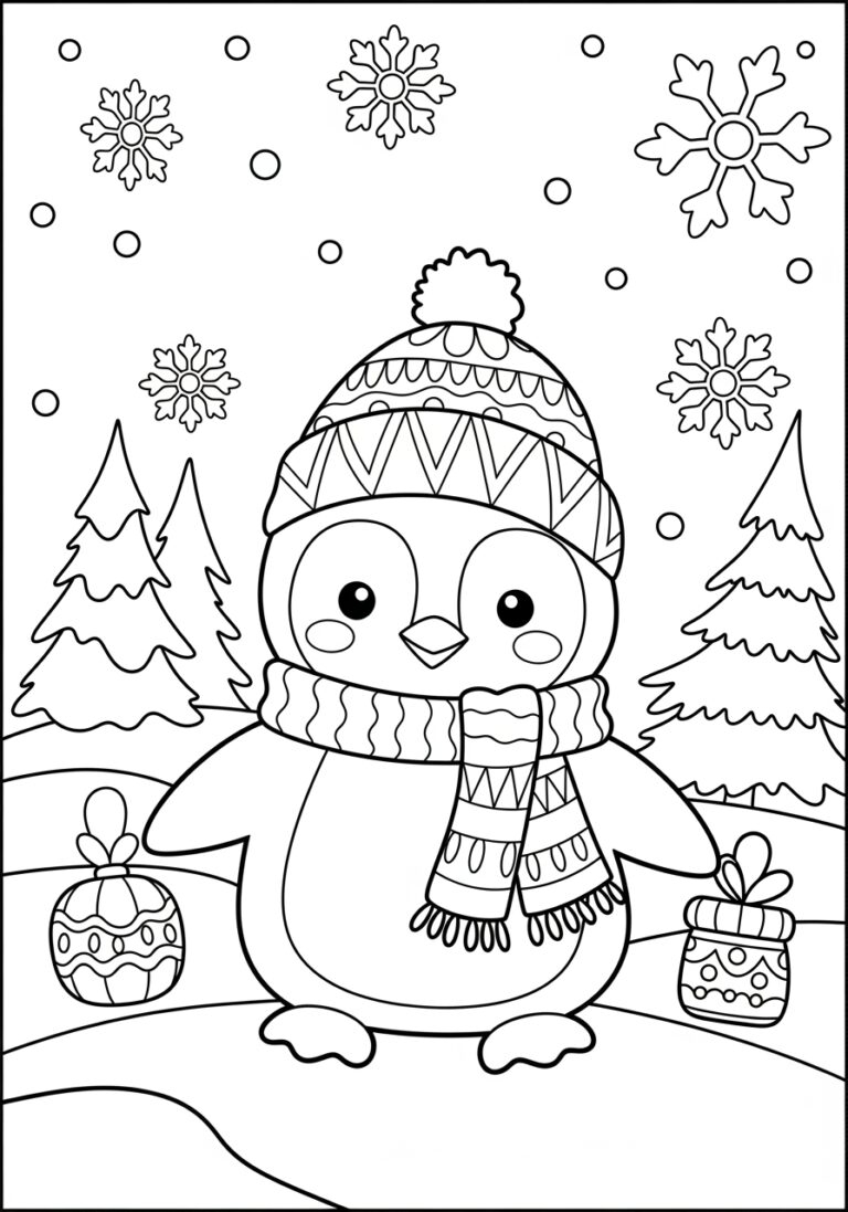 Cute Penguin Coloring Page Fun Easy Printable For Kids