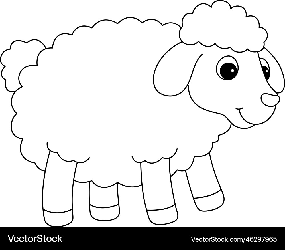 Cute Sheep Coloring Page For Kids Royalty Free Vector VectorStock