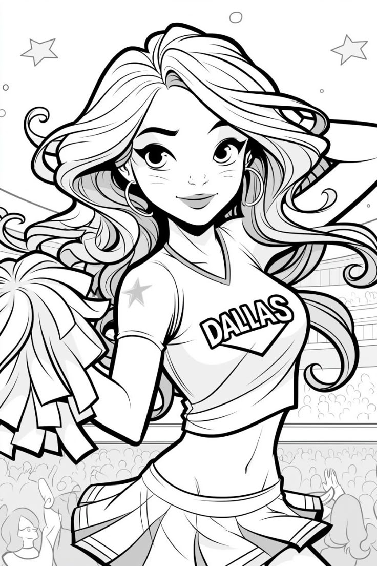 Dallas Cowboys Cheerleader Coloring Page Fun For Kids