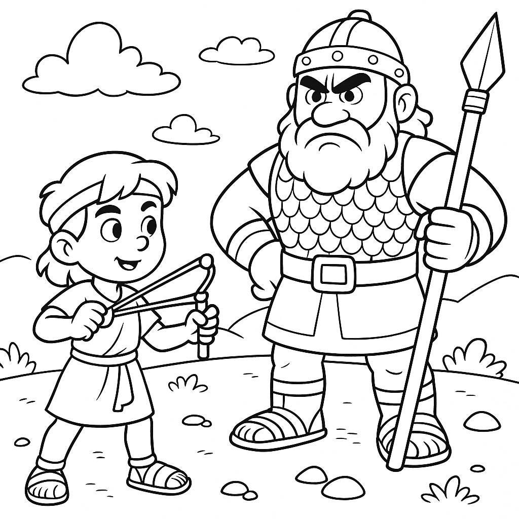 David And Goliath Coloring Page Etsy