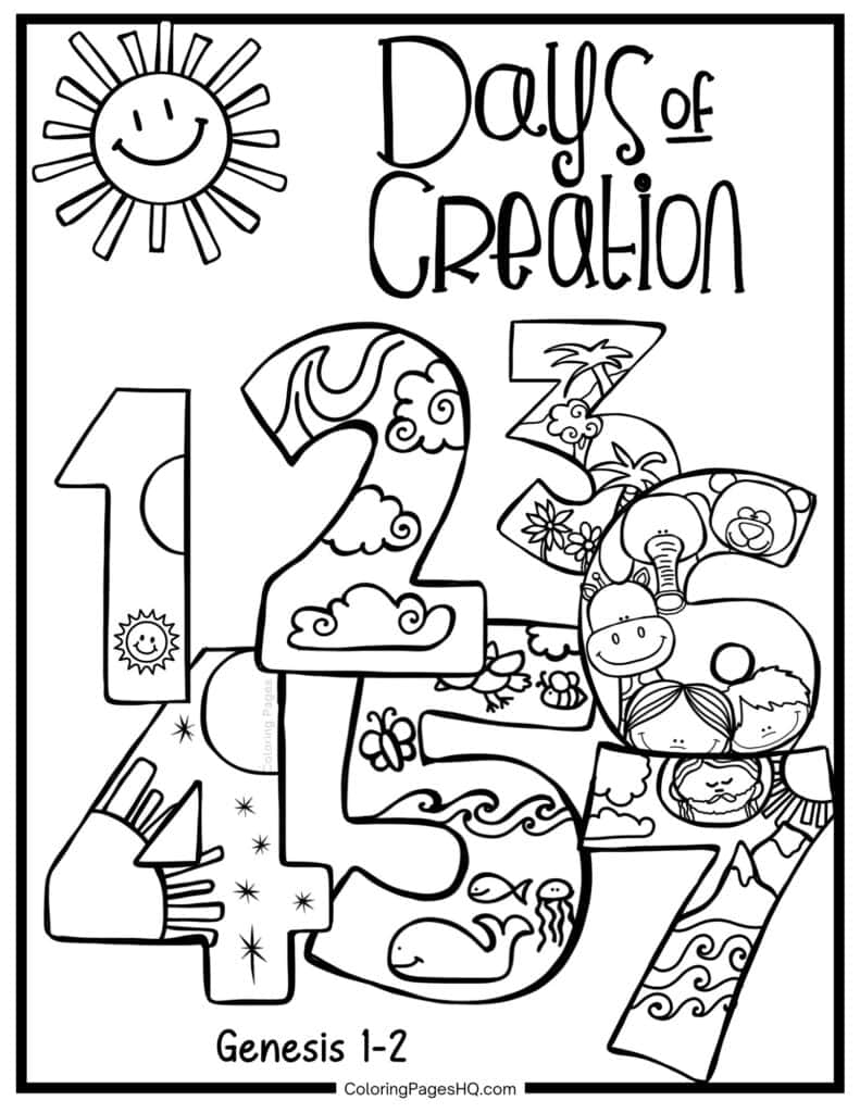 Days Of Creation Coloring Pages Free PDF Printables Coloring Pages HQ