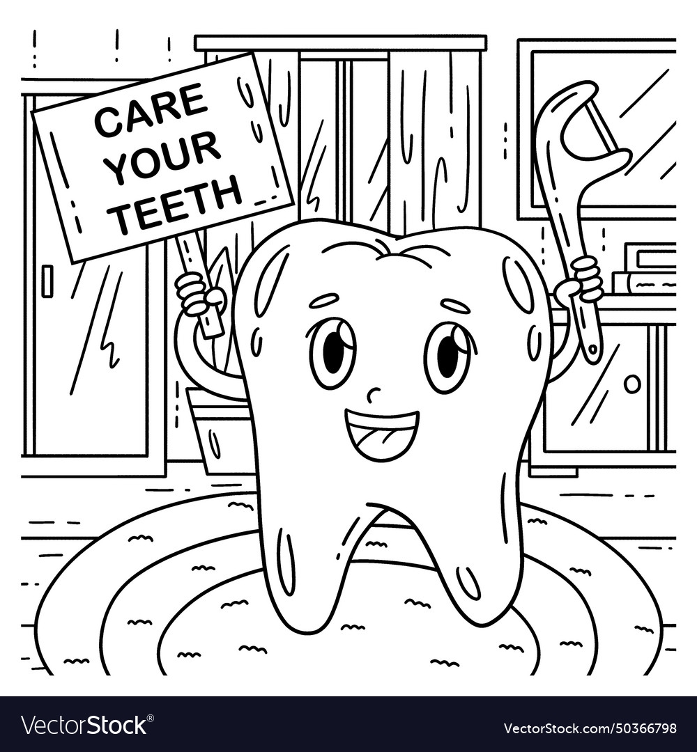 Dental Care Your Teeth Coloring Page For Kids Royalty Free Vector VectorStock