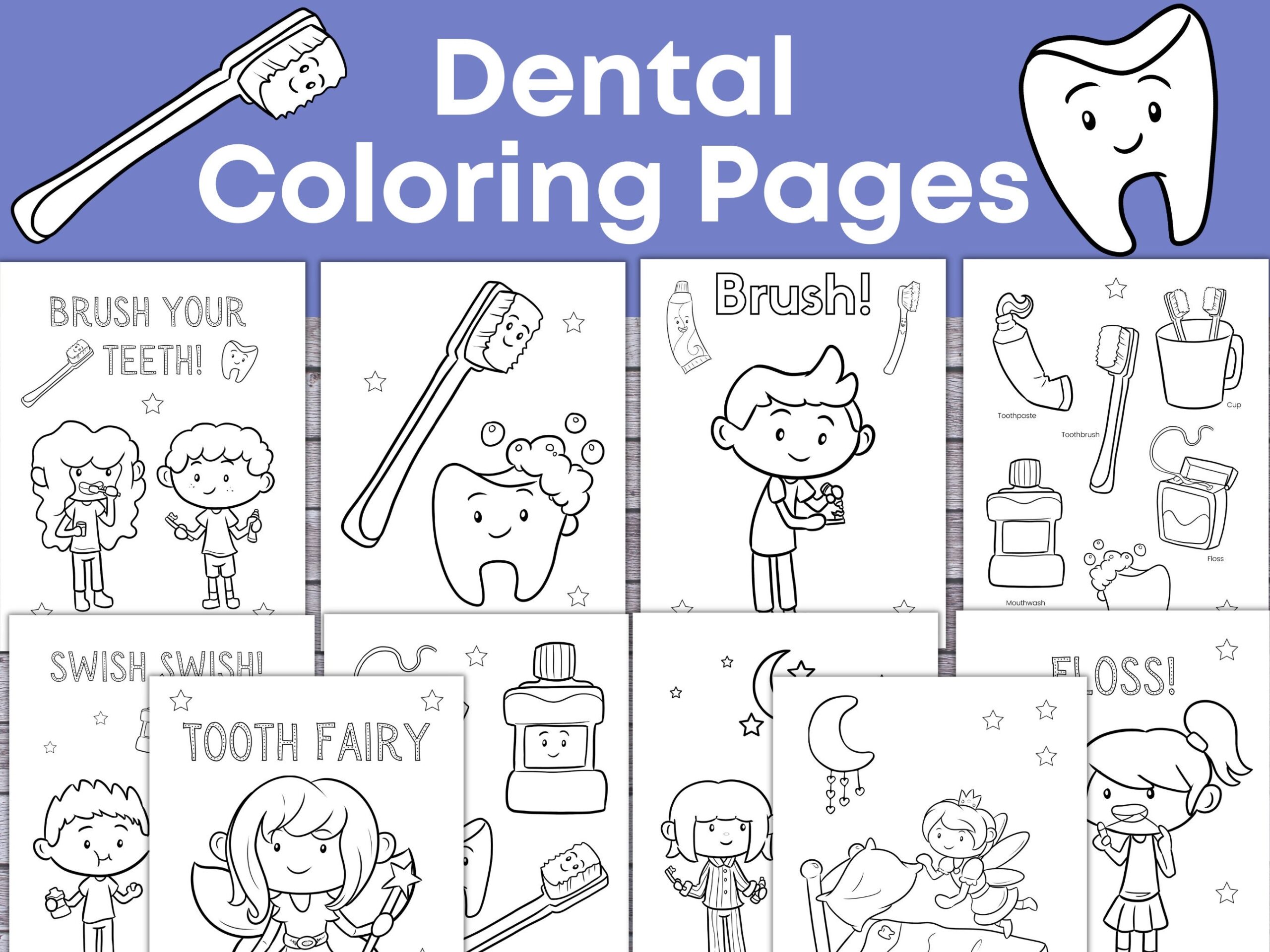 Dental Coloring Pages For Kids Teeth Coloring Sheets Tooth Coloring Pages For Kids Printable For Kids Coloring Pages Etsy