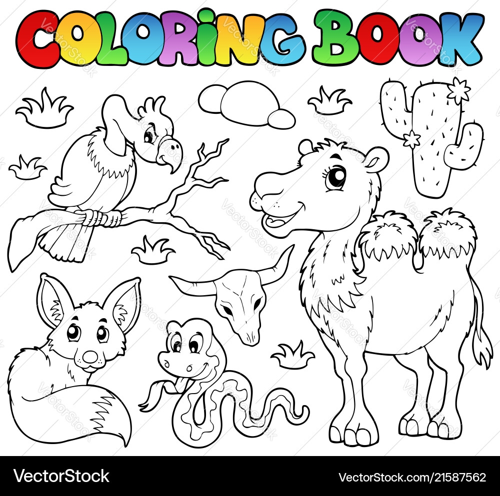 Desert Animals Coloring Book Royalty Free Vector VectorStock