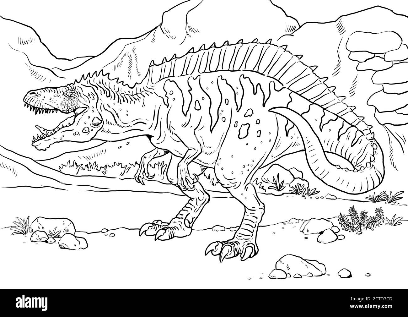 Dinosaur Coloring Page Black And White Stock Photos Images Alamy