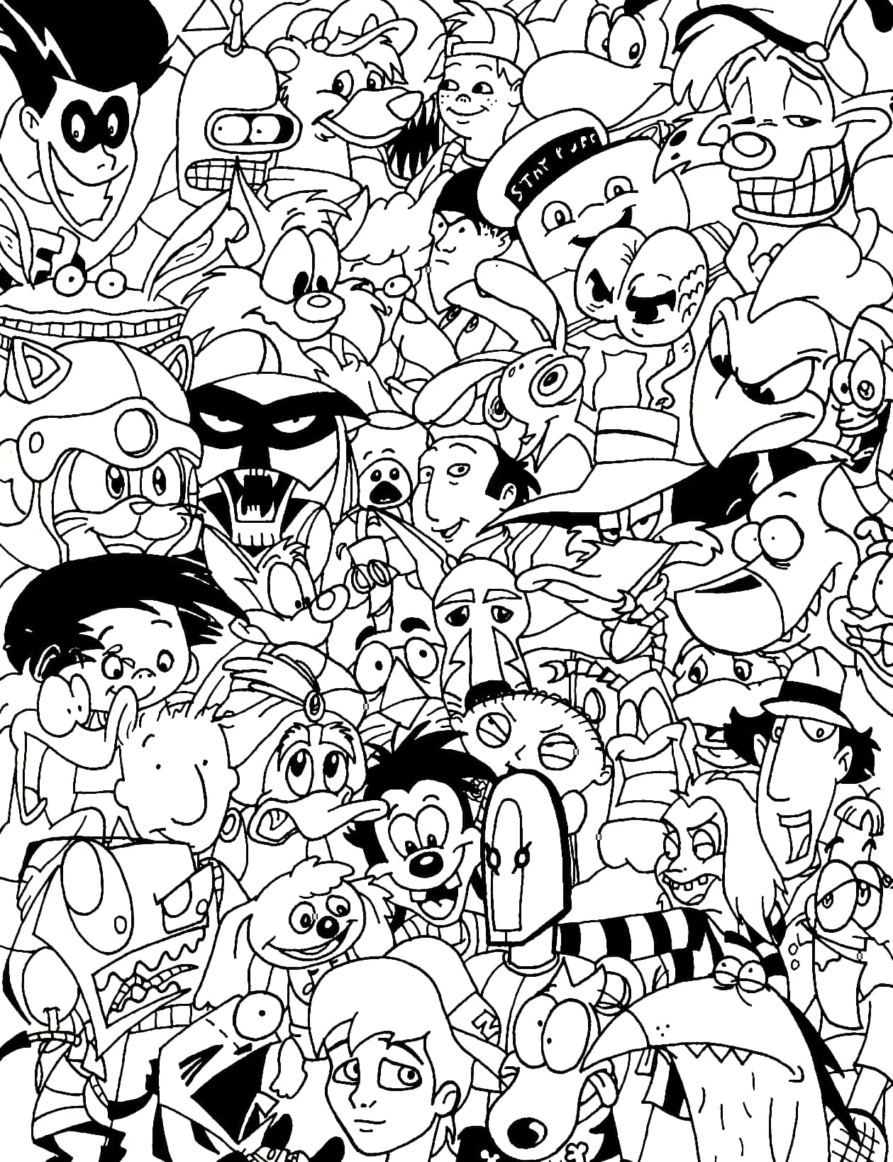 Download Cartoon Characters Coloring Pages Wallpapers