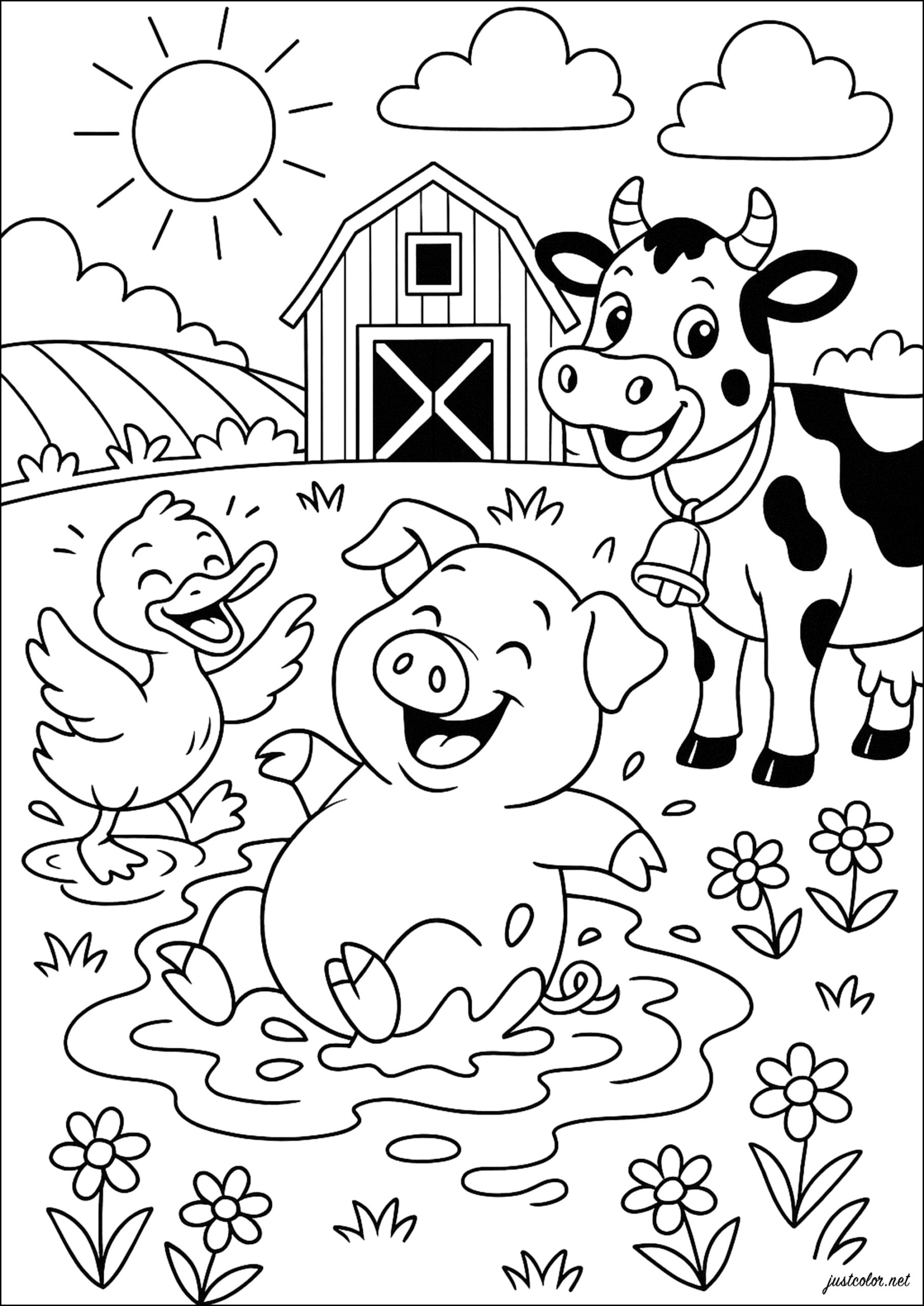 preschool farm coloring pages