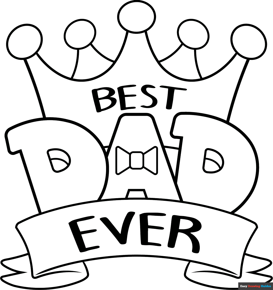Easy Father s Day Crown Card Coloring Page Easy Drawing Guides