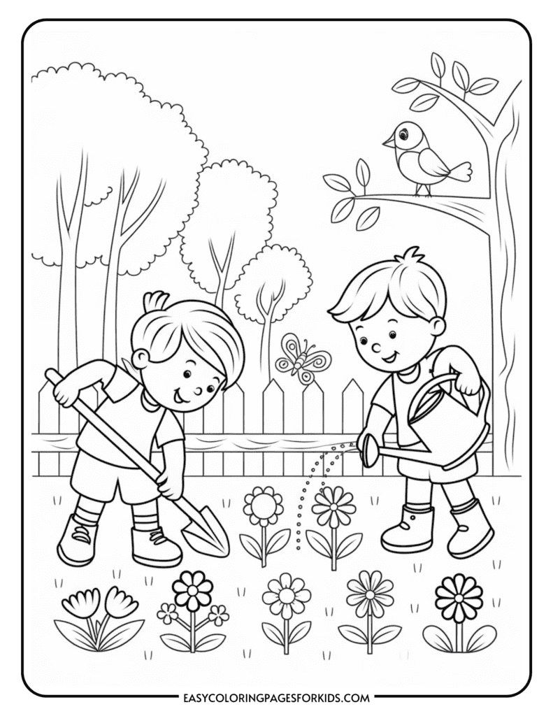 preschool garden coloring pages