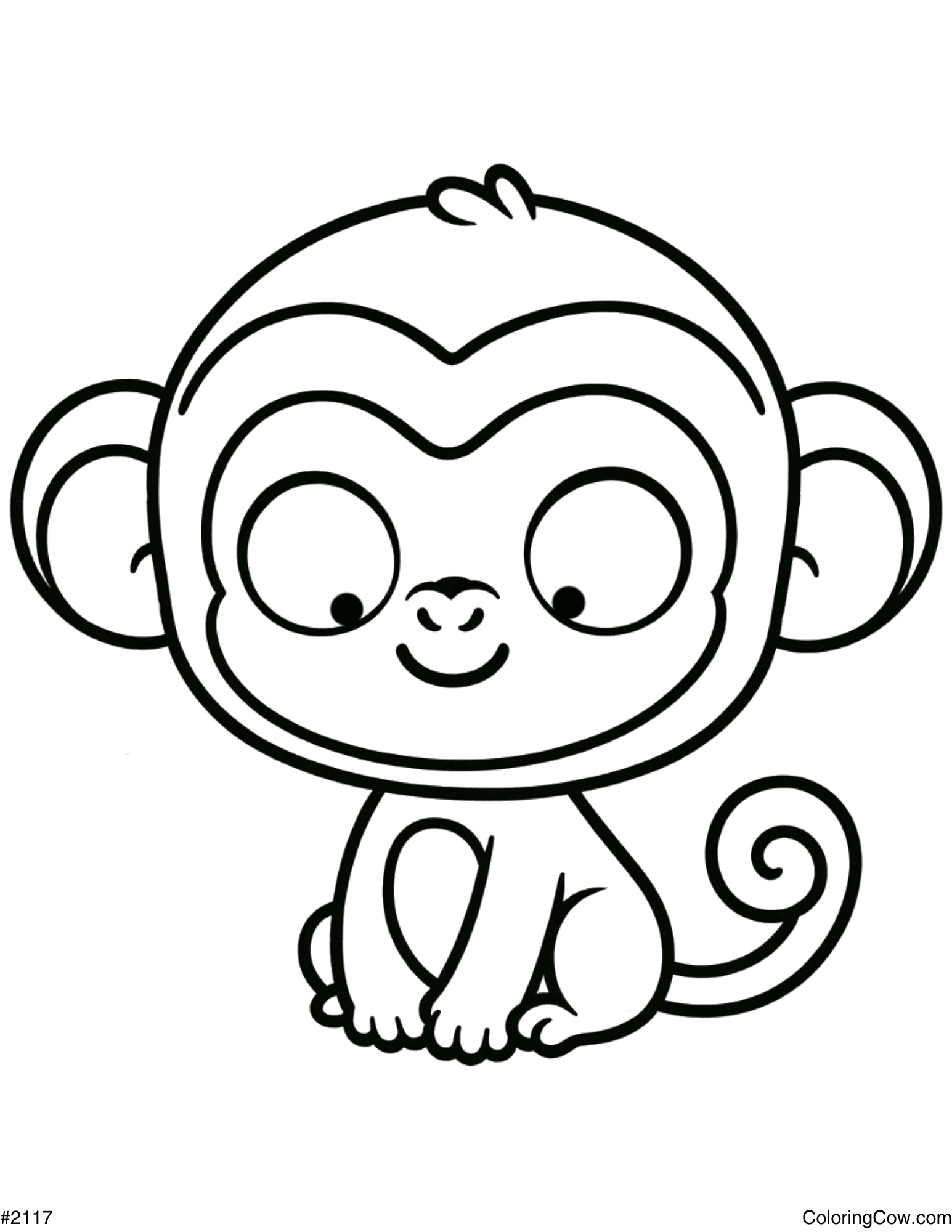 Easy Monkey Coloring Page