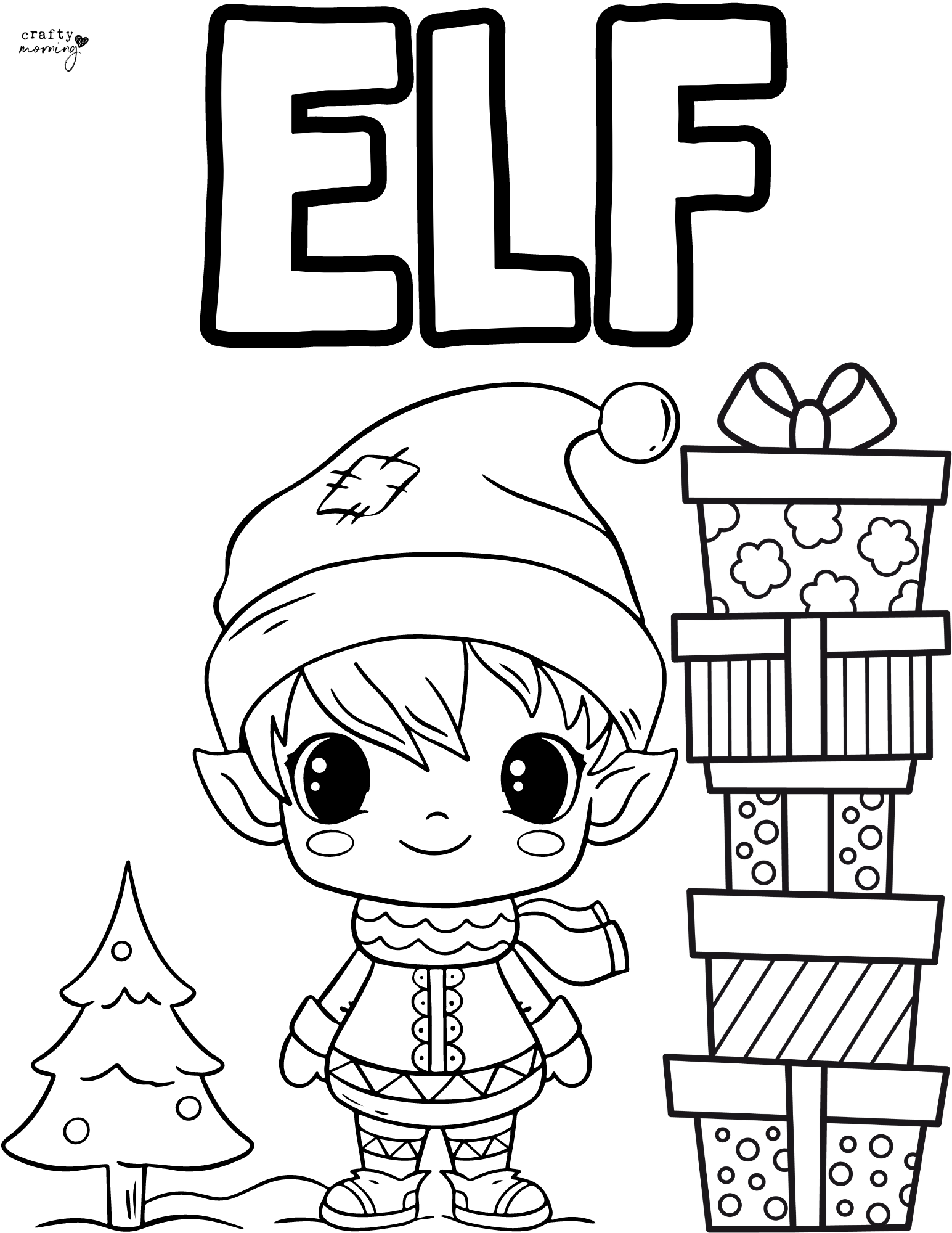 Elf Coloring Pages To Print Crafty Morning