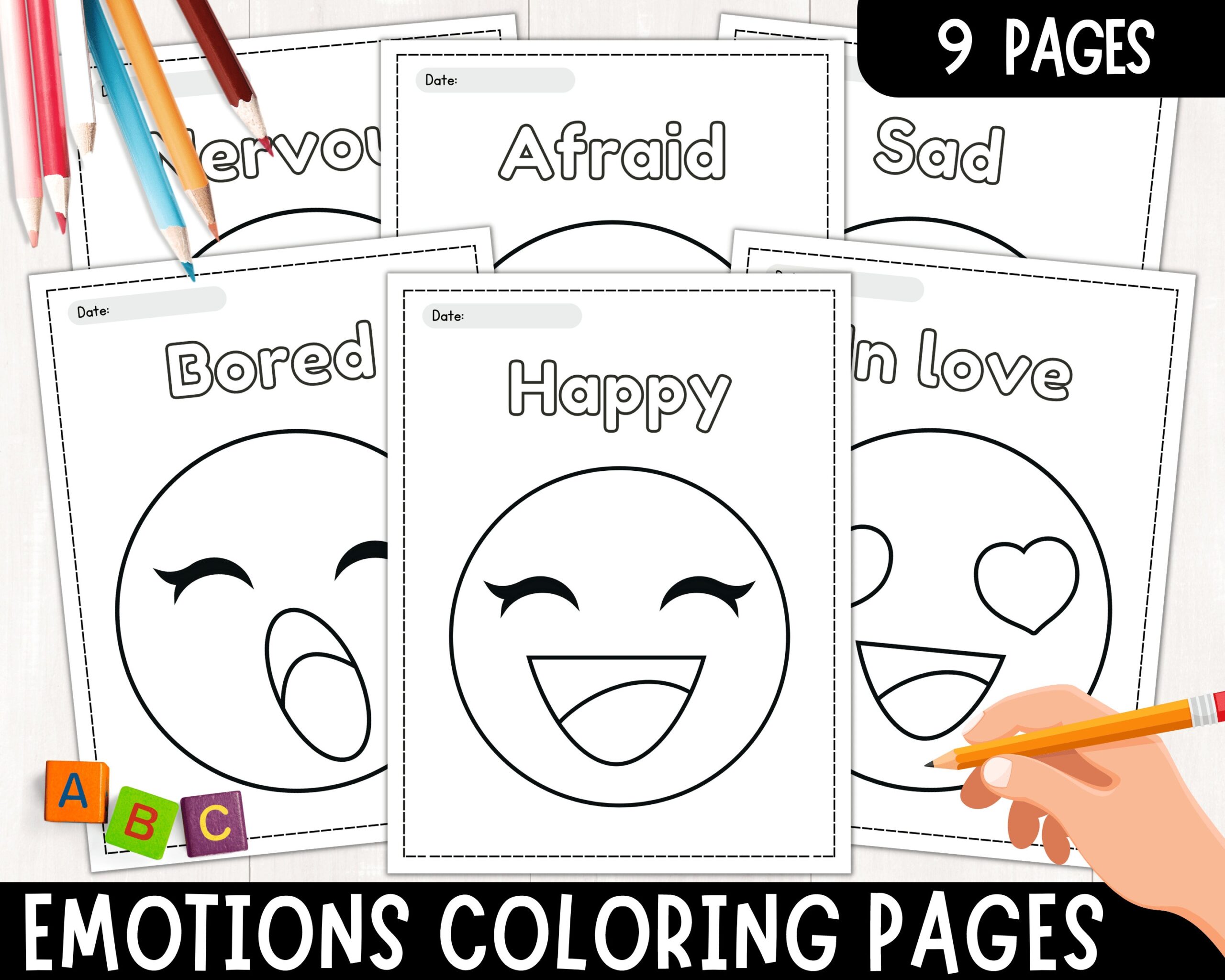 Emotions Coloring Pages For Kids Social Emotional Learning Emotions And Feelings Colouring Sheets Social Skills Instant Download Etsy