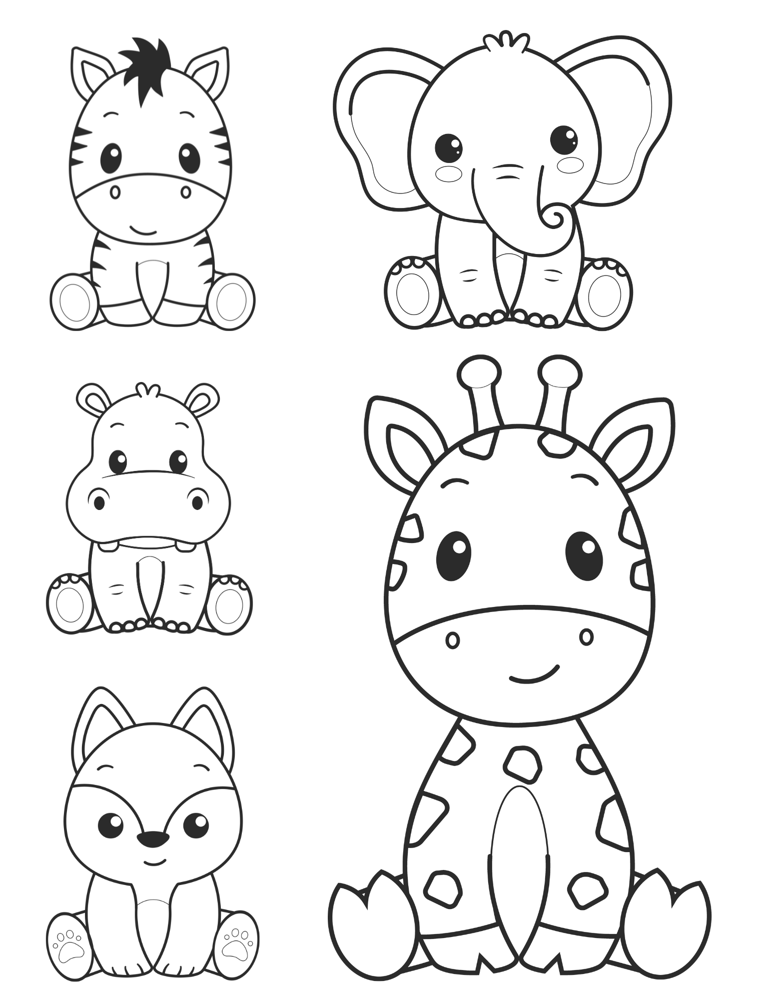 kawaii cute coloring pages animals