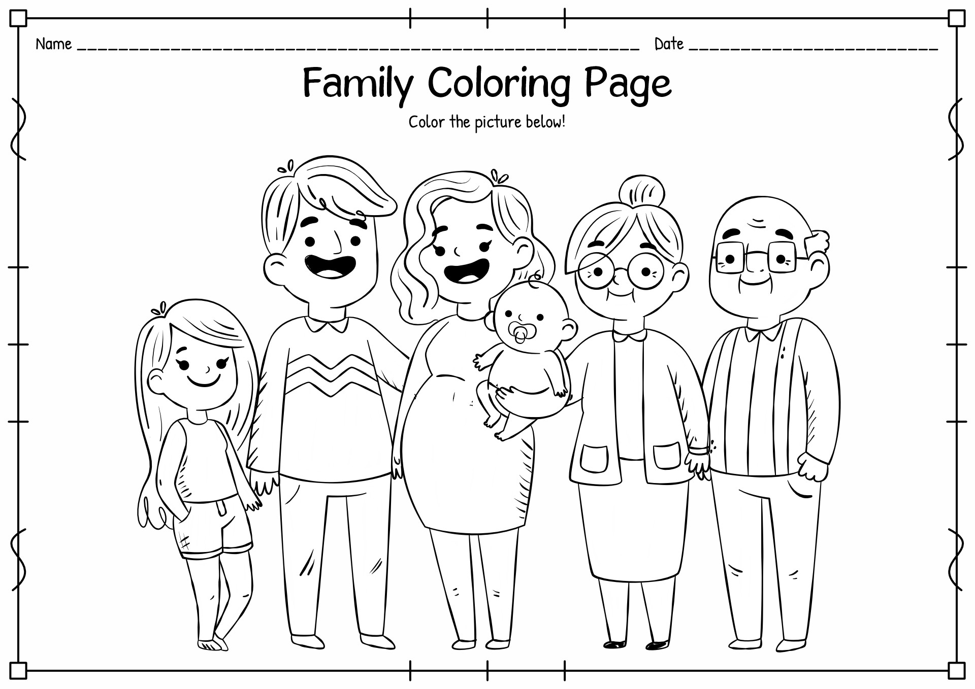 Extended Family Coloring Page