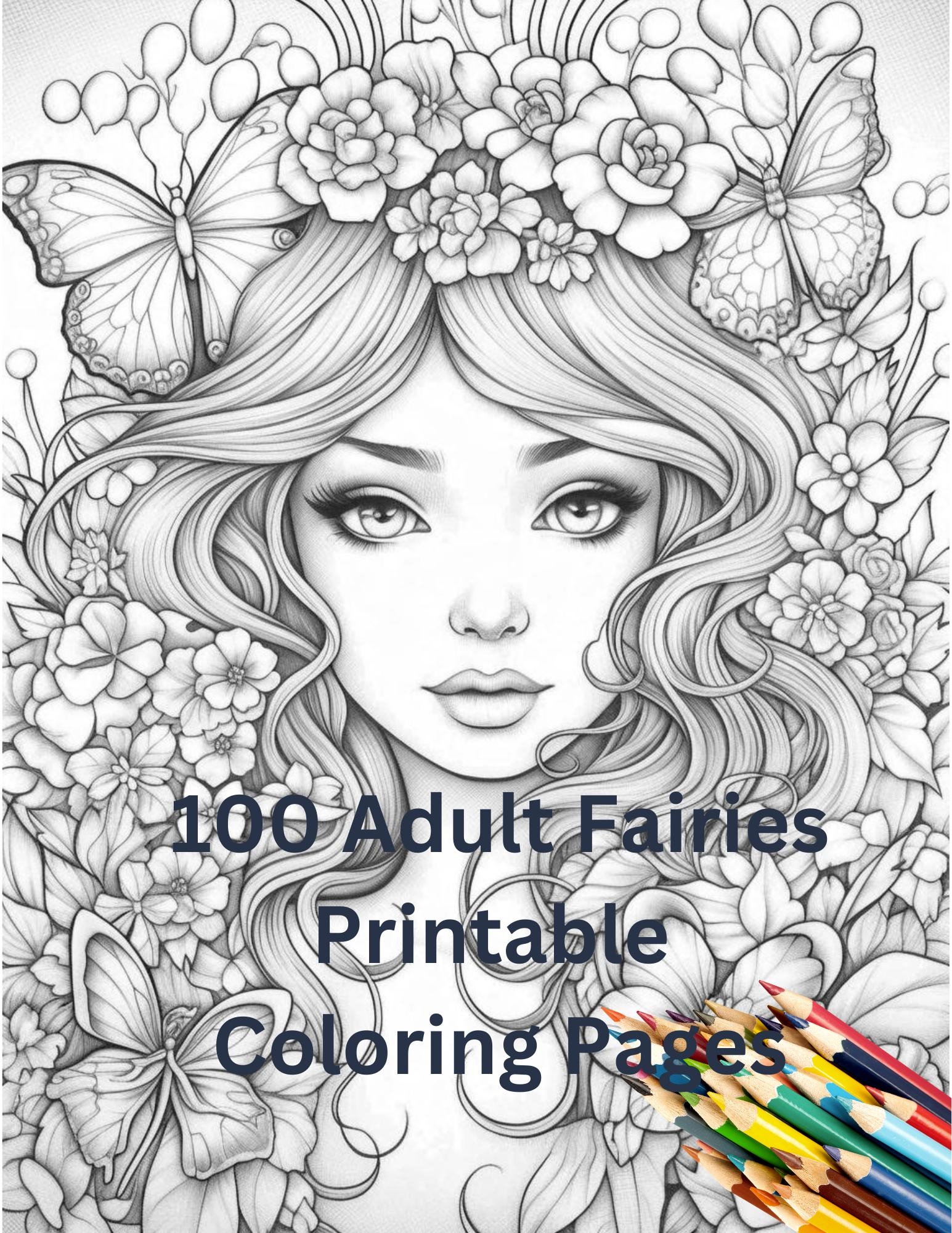 Fairy Coloring Book 100 Printable Designs For Adults digital Download Etsy