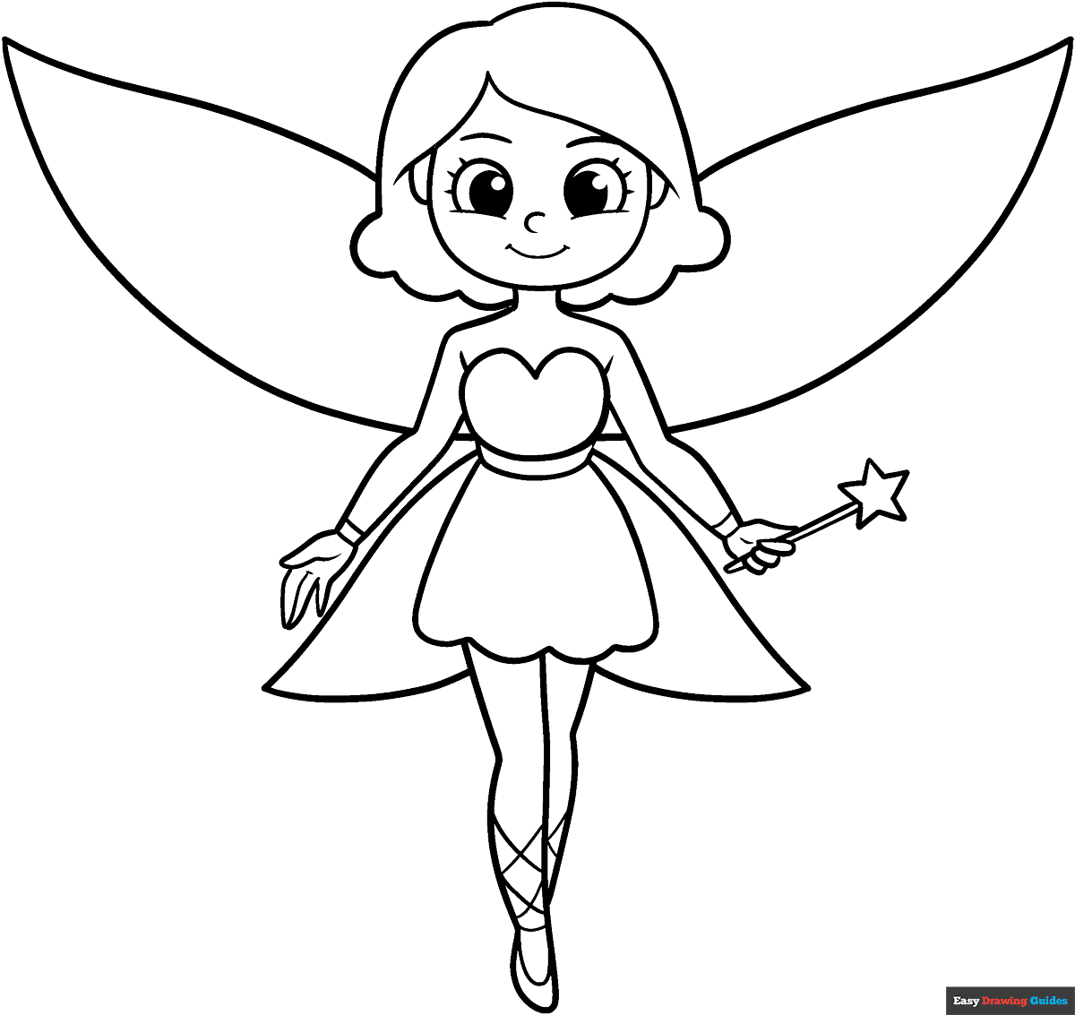 Fairy Coloring Page Easy Drawing Guides