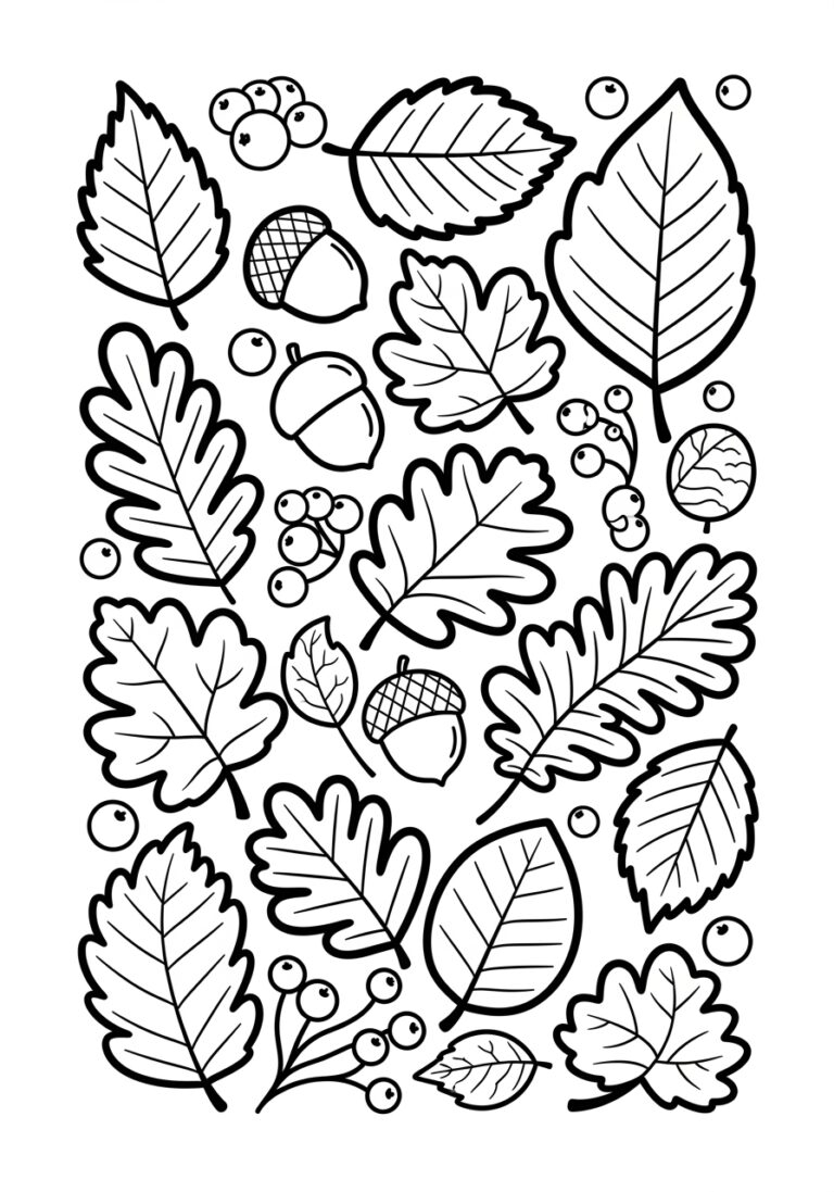 Fall Leaves Coloring Page For Kindergarten Fun