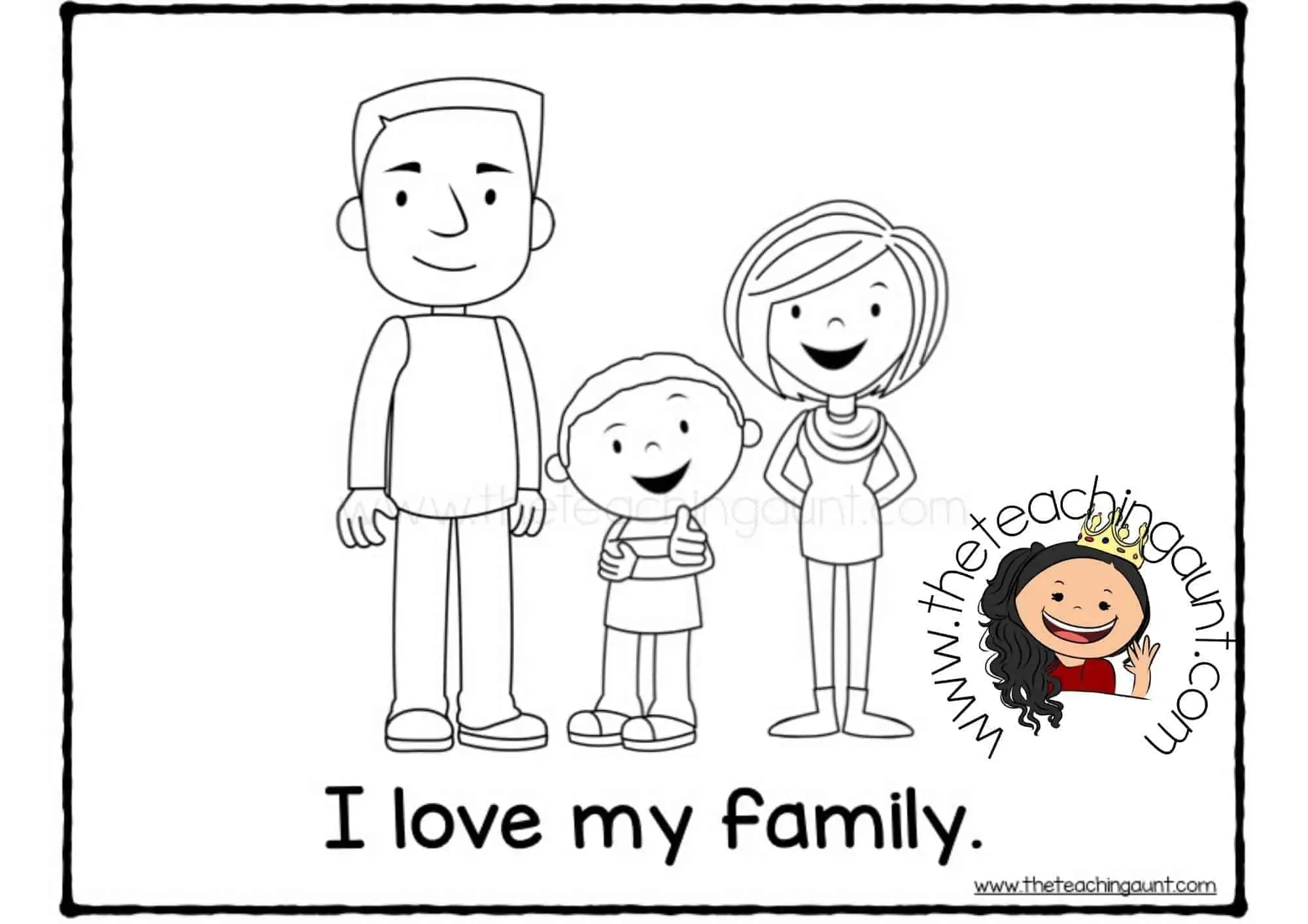 Family Members Coloring Pages The Teaching Aunt