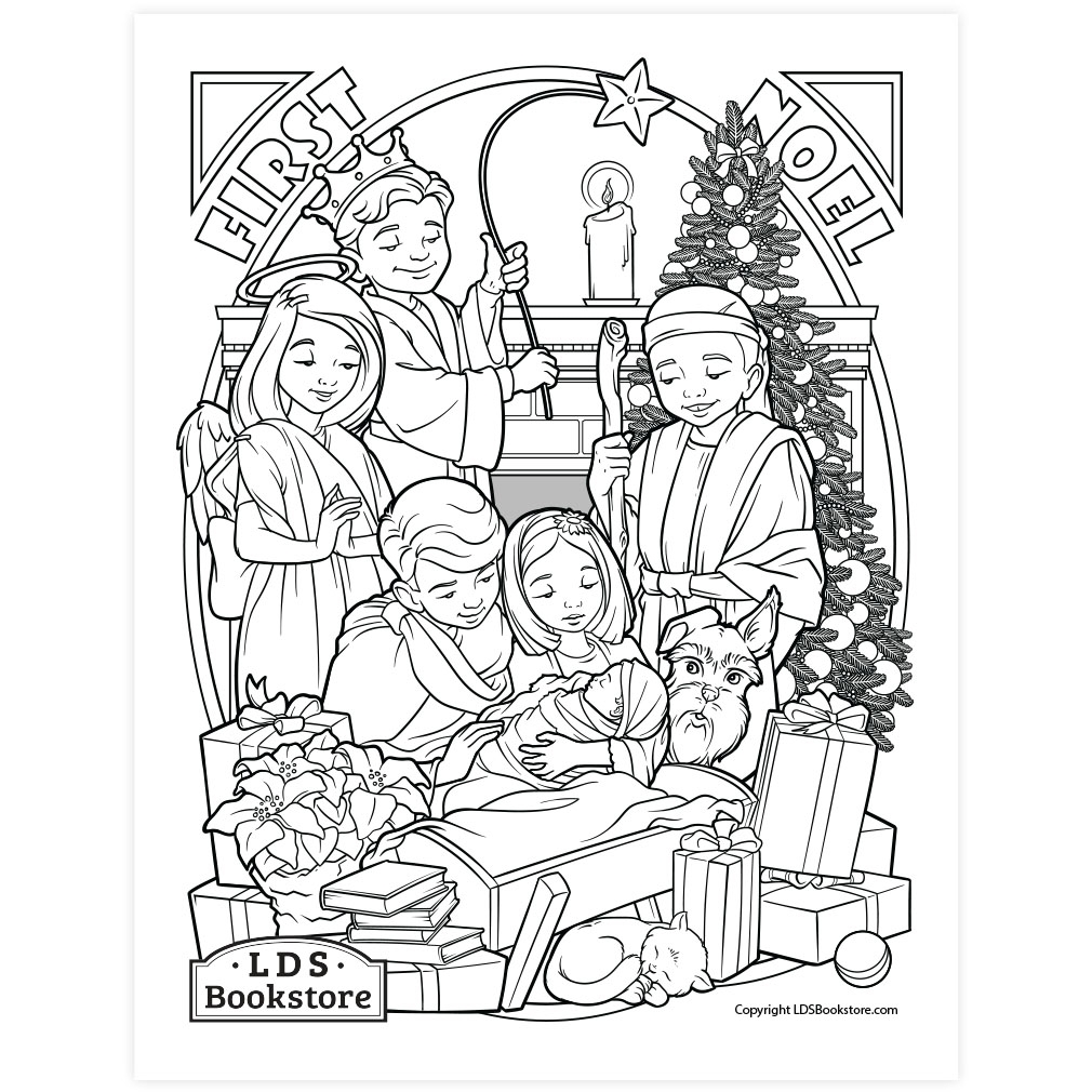 Family Nativity Coloring Page Printable Christmas Coloring Page