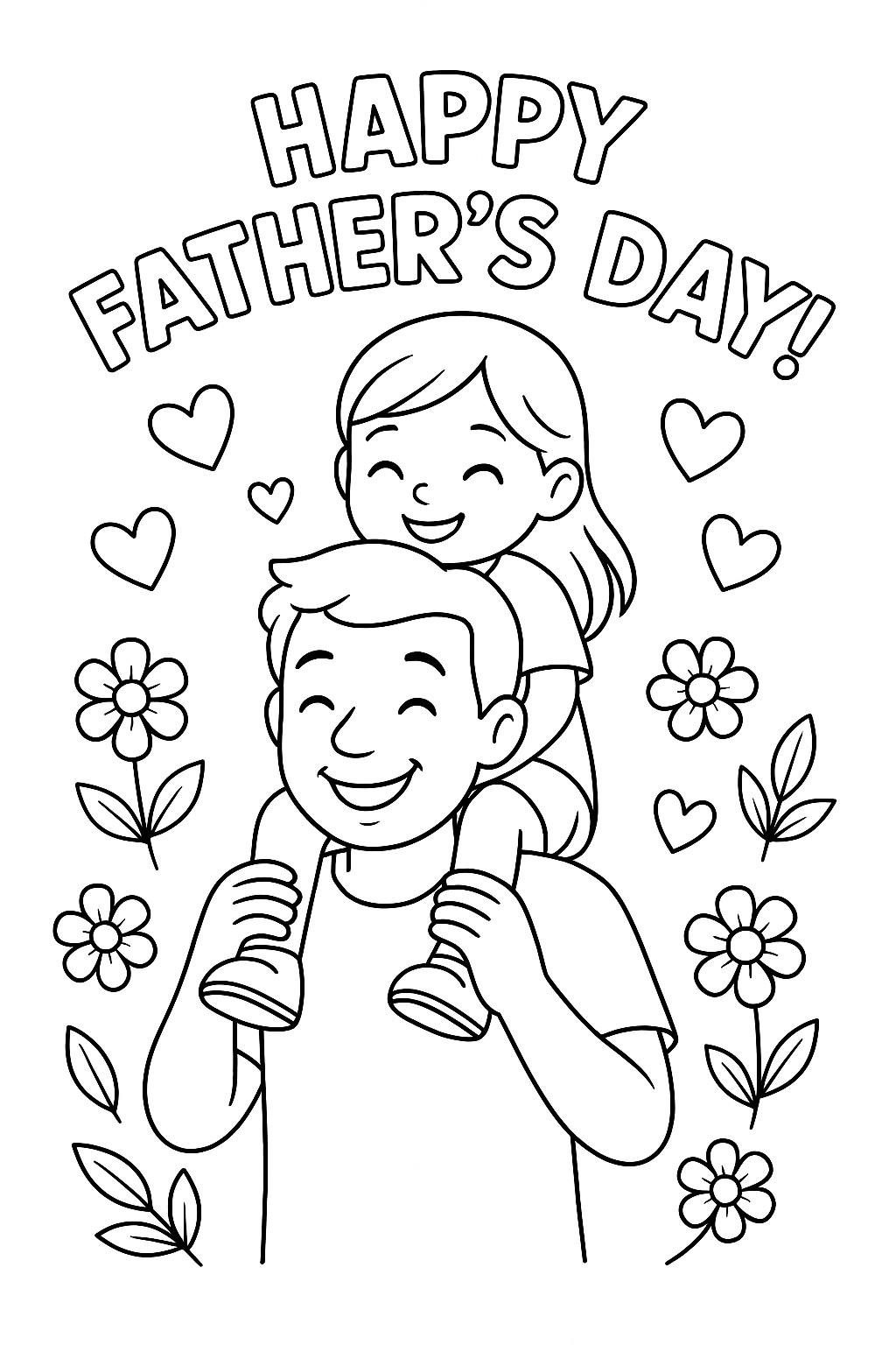 Father s Day Coloring Page From Daughter Printable Dad Daughter Activity Cute Father s Day Craft For Kids Instant Download Etsy Israel