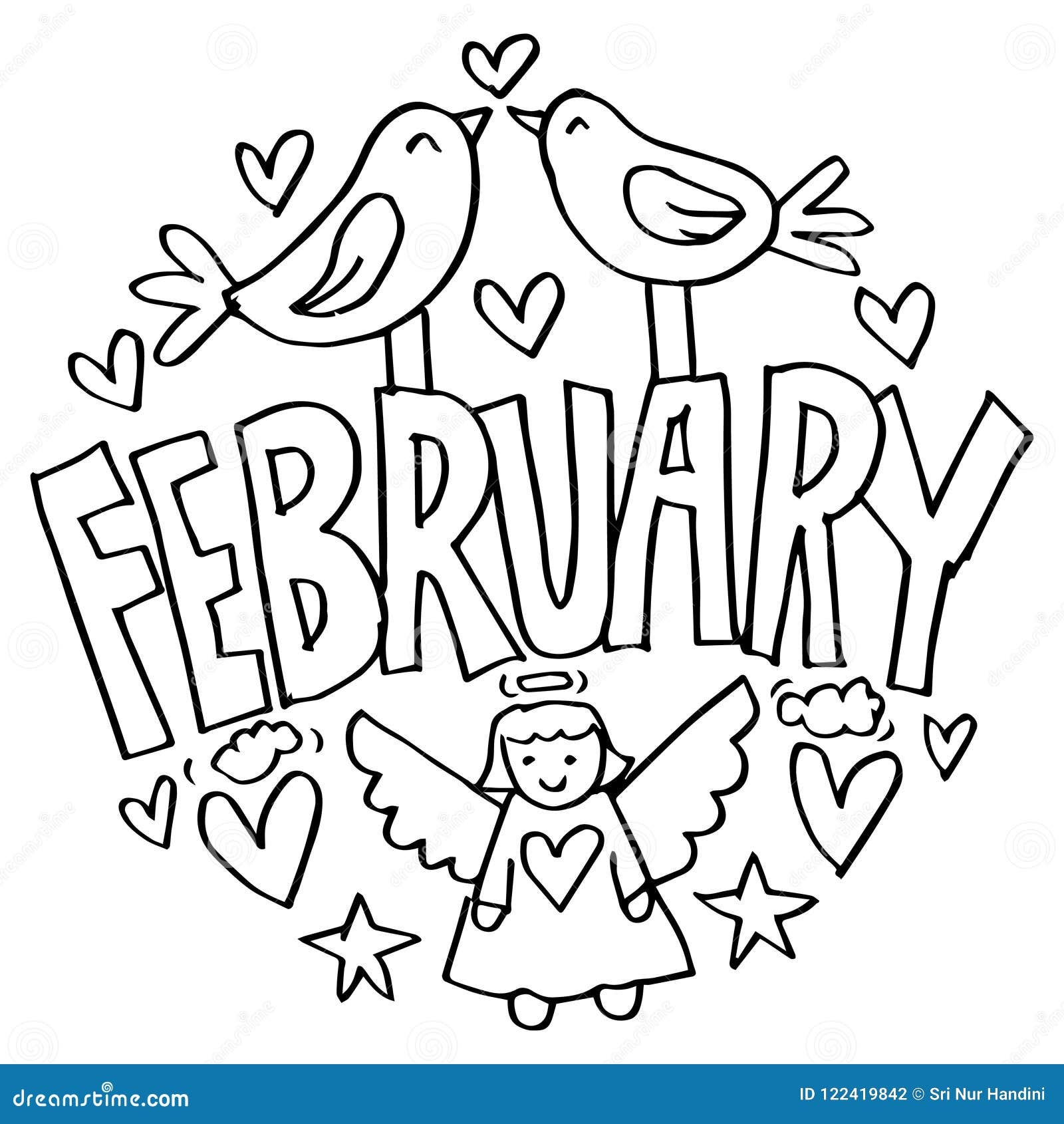 February Coloring Pages For Kids Stock Illustration Illustration Of Inspiration February 122419842