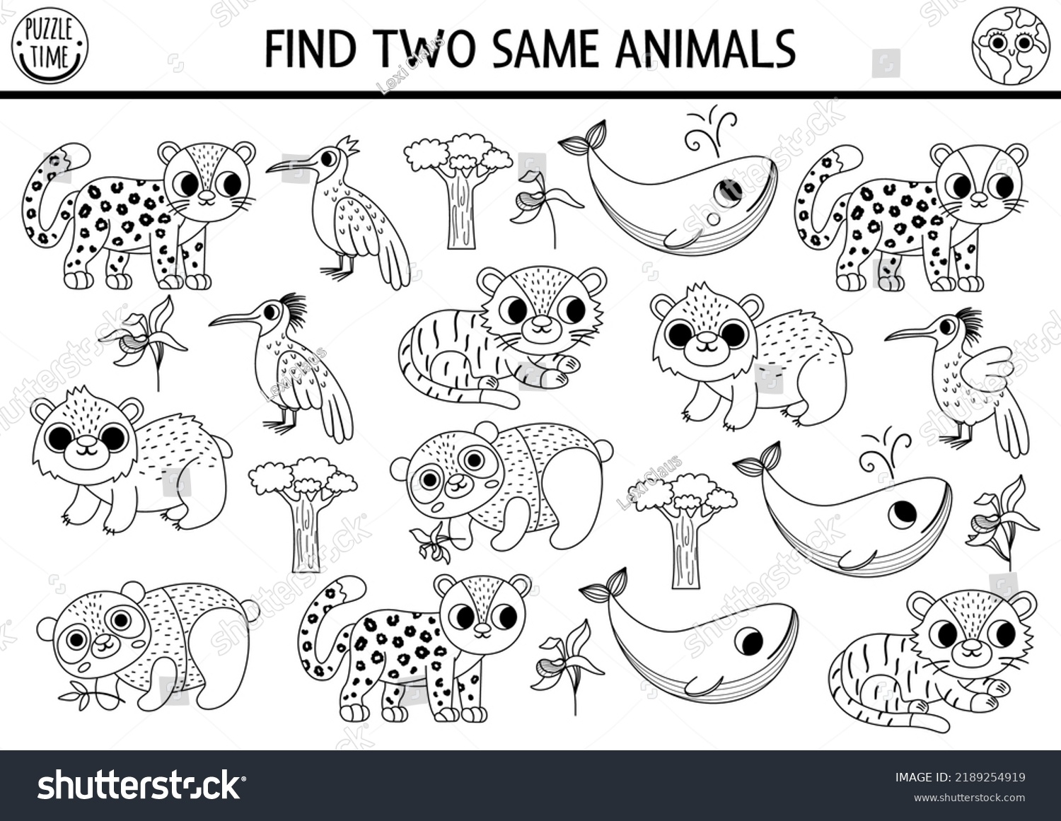 Find Two Same Endangered Animals Ecological Stock Vector Royalty Free 2189254919 Shutterstock