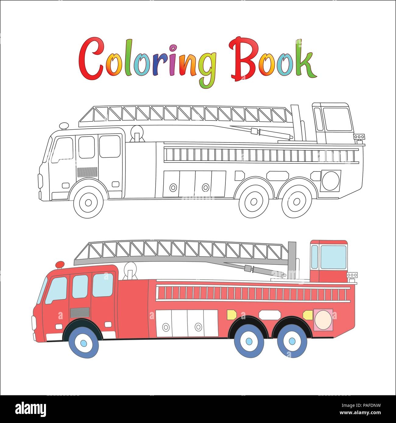 Fire Truck Coloring Book Vector Coloring Pages For Kids Vector Illustration Eps 10 Stock Vector Image Art Alamy