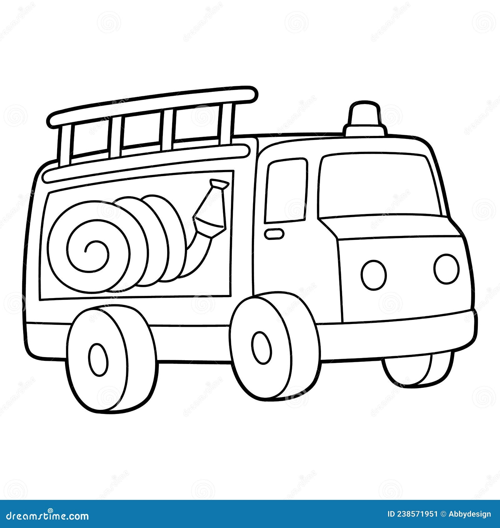Fire Truck Coloring Page Isolated For Kids Stock Vector Illustration Of Education Ladder 238571951